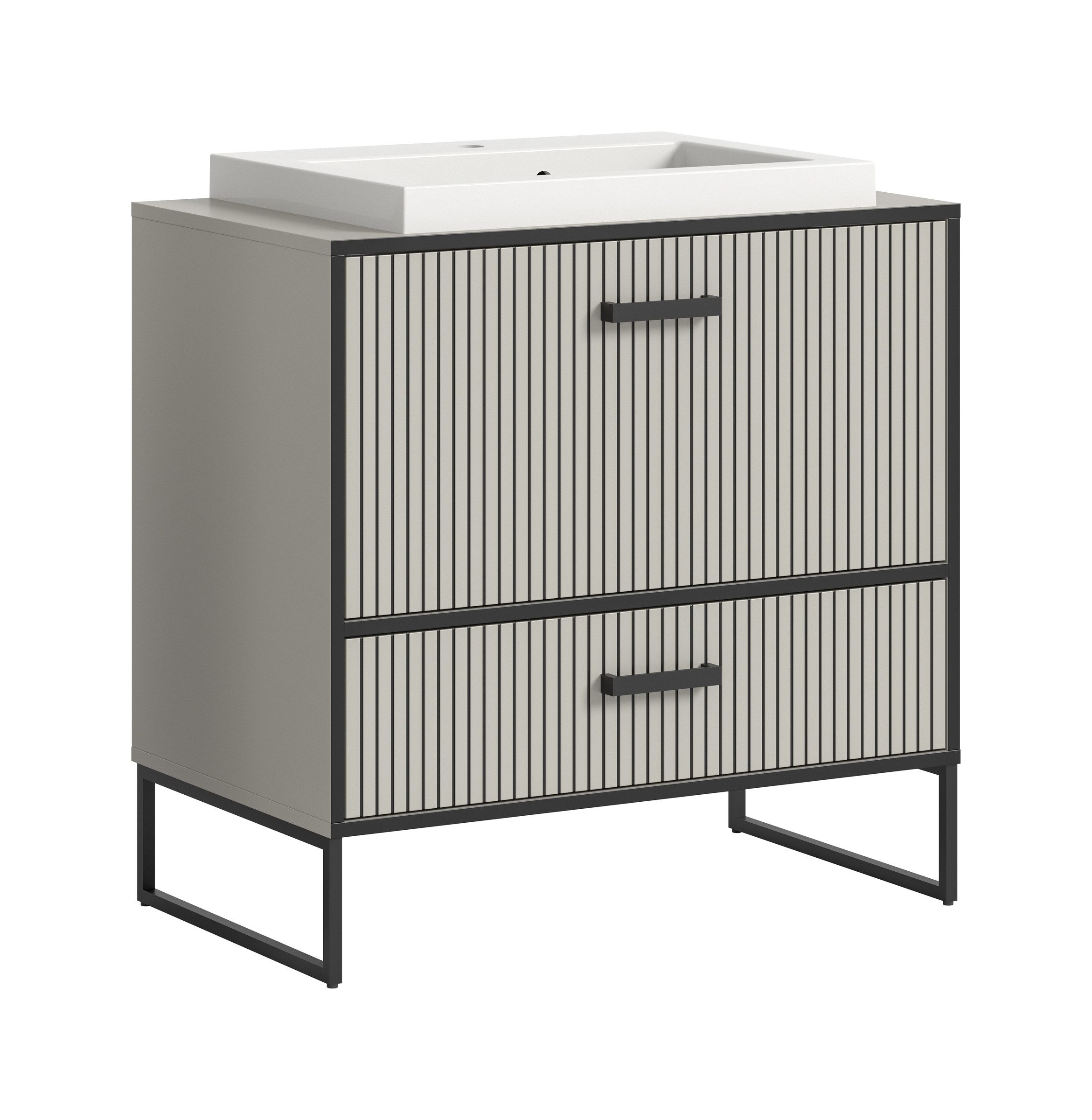 freiraum Waschtisch-Set Bagno, mit Waschbecken, in kaschmir - 80x84x48cm (BxHxT)