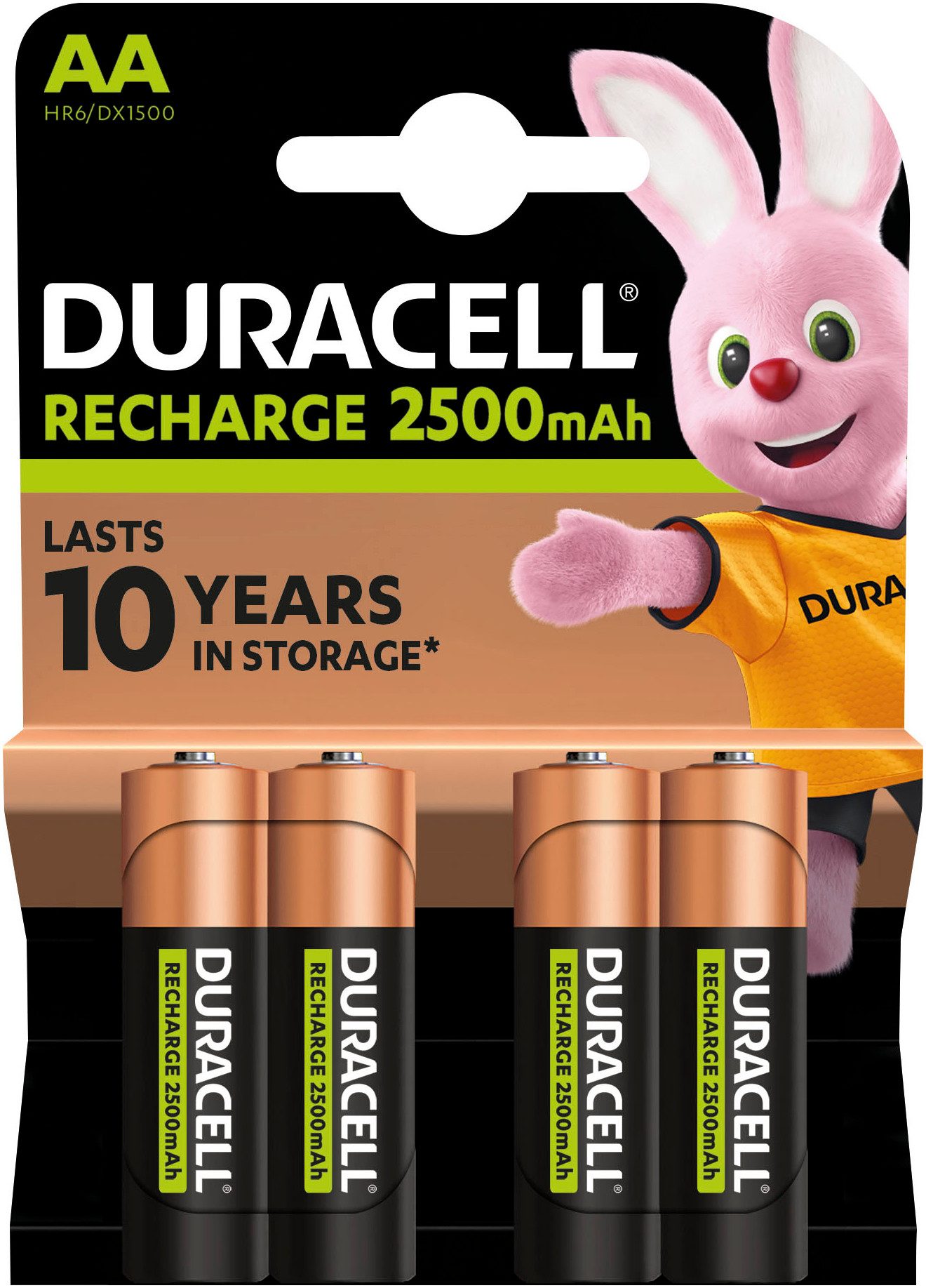 Duracell 4 Stck, Recharge Ultra AA 2500 mAh Batterie, LR06 (1,2 V, 4 St), wiederaufladbare Akkus, 5 Jahre Garantie