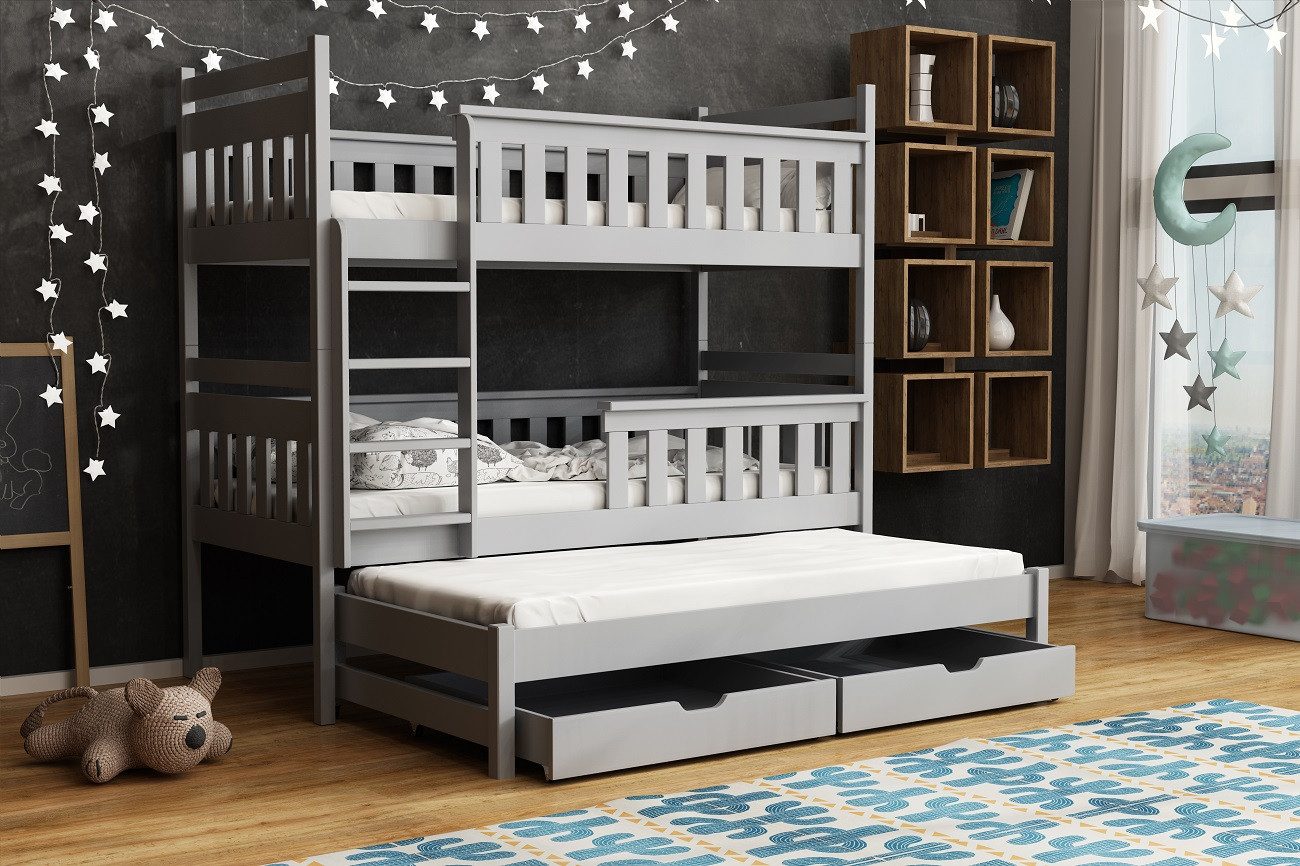 Deine Möbel 24 Etagenbett Hochbett Kinderbett Stockbett KEV für 3 Kinder 90 günstig online kaufen