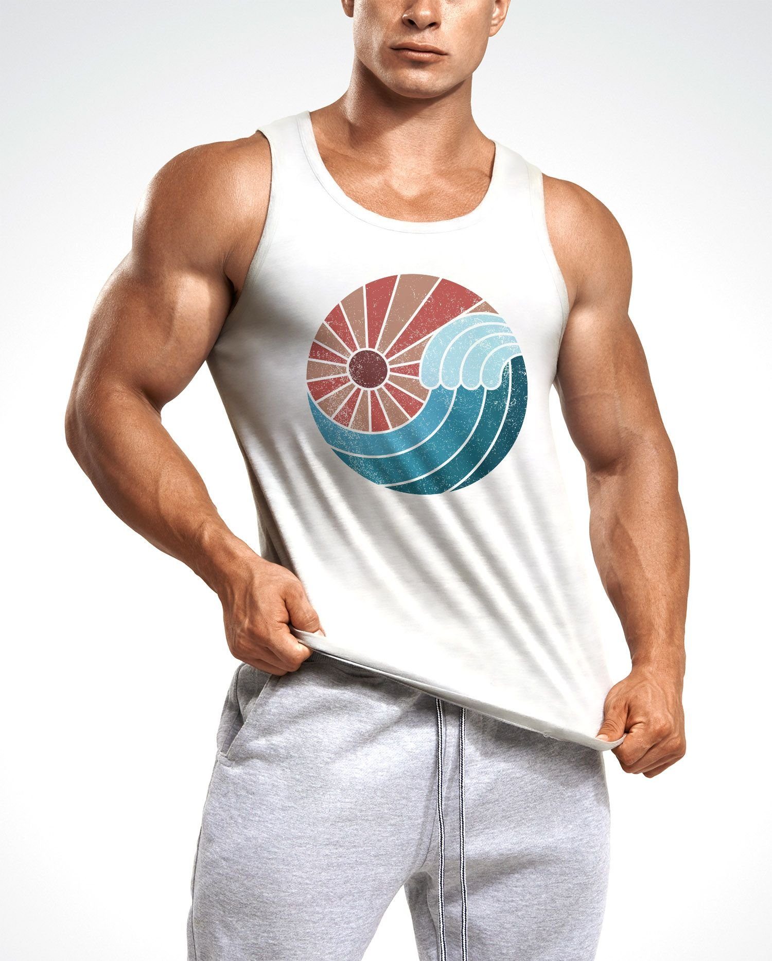 Neverless Tanktop Herren Tank-Top Welle Wave günstig online kaufen