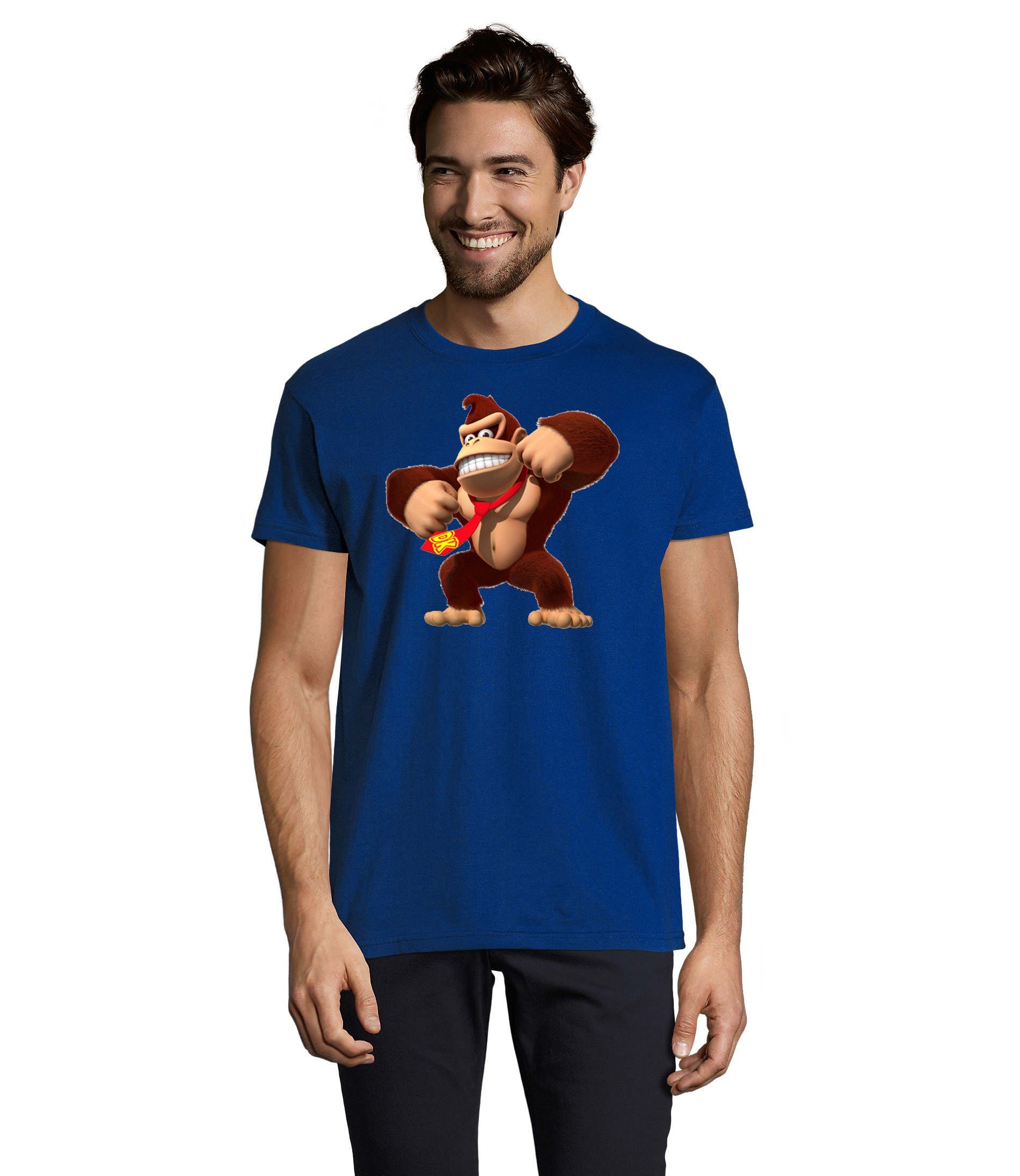 Blondie & Brownie T-Shirt Herren Donkey Kong Gorilla Affe Nintendo Blau
