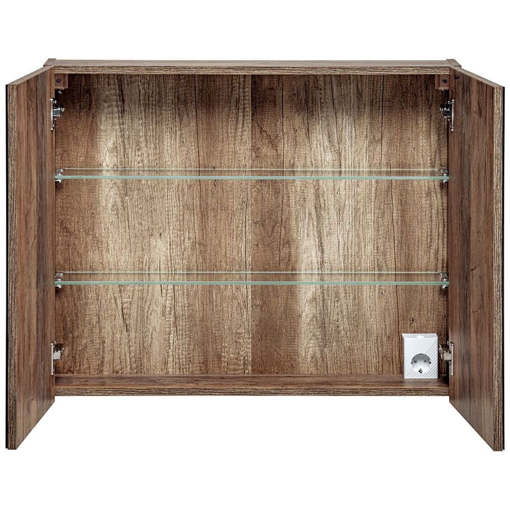 Lomadox Spiegelschrank PUEBLA-56 80cm in Vintage Oak Nb., B/H/T ca. 80/65/17 cm