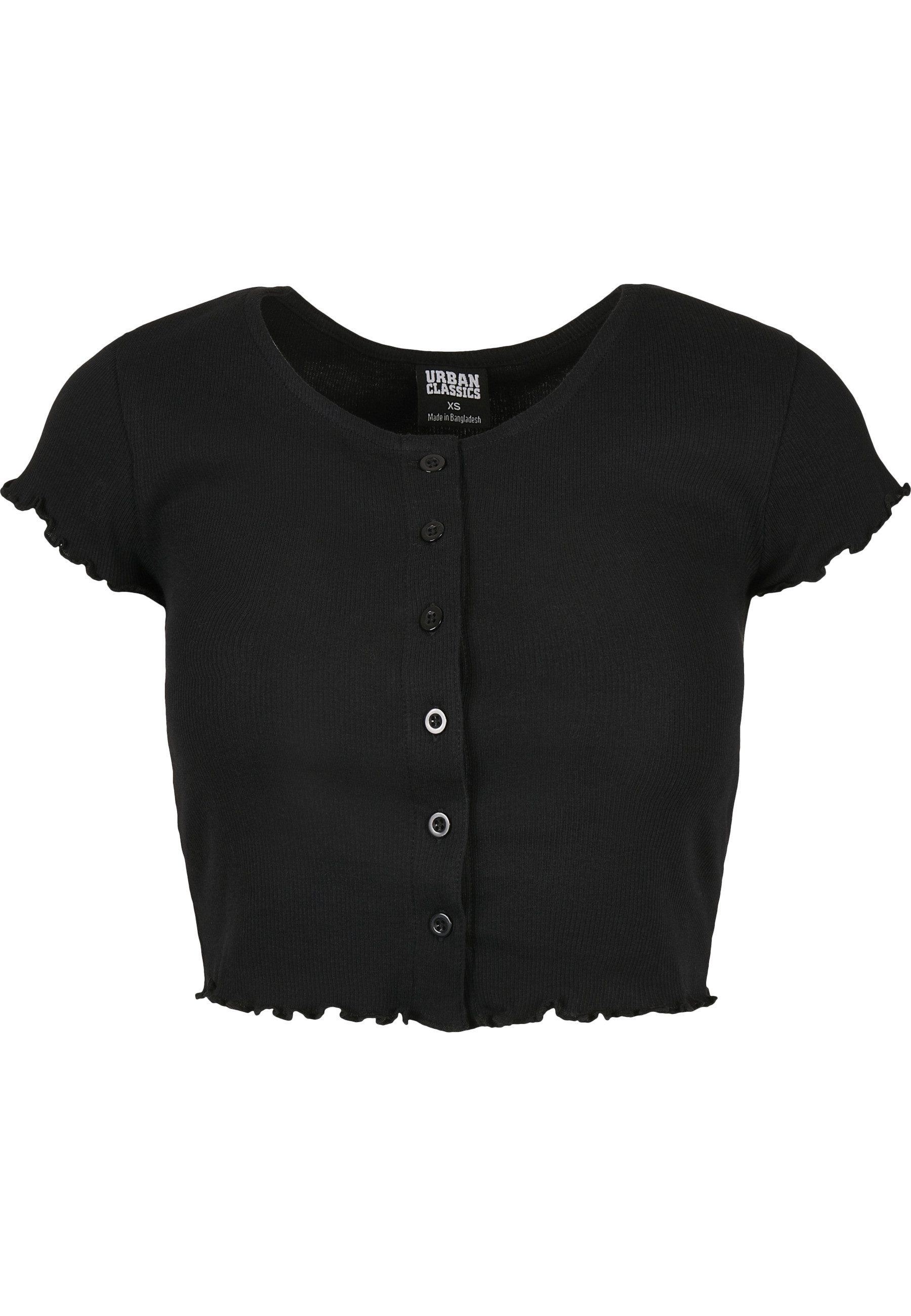 URBAN CLASSICS Kurzarmshirt Urban Classics Damen Ladies Cropped Button Up Rib Tee (1-tlg)