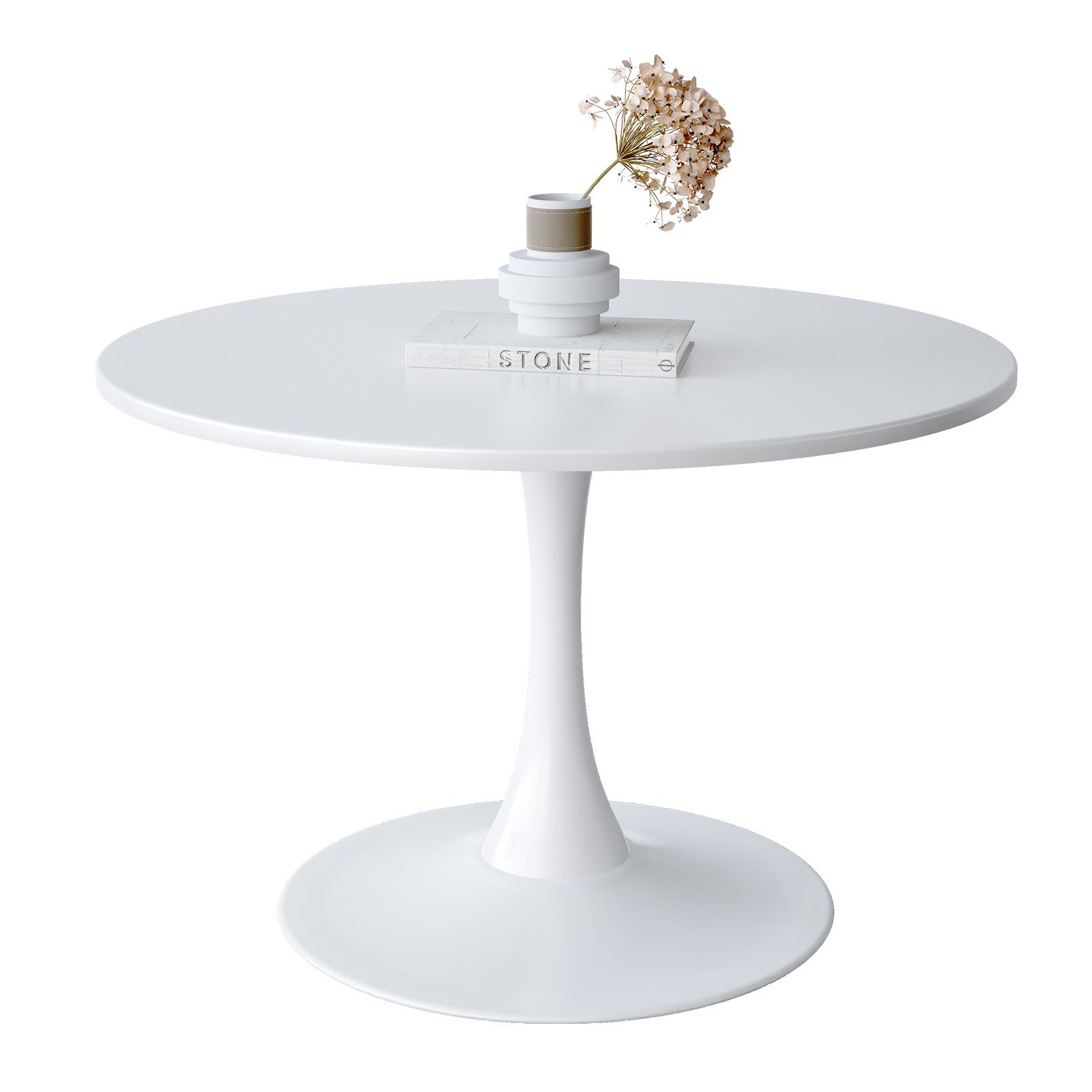 PEALOV Esstisch Runder Küchentisch Ø80 cm mit modernem Tulpenfuß (1-St), Weißer Design-Tisch für Esszimmer, Küche und Wohnzimmer