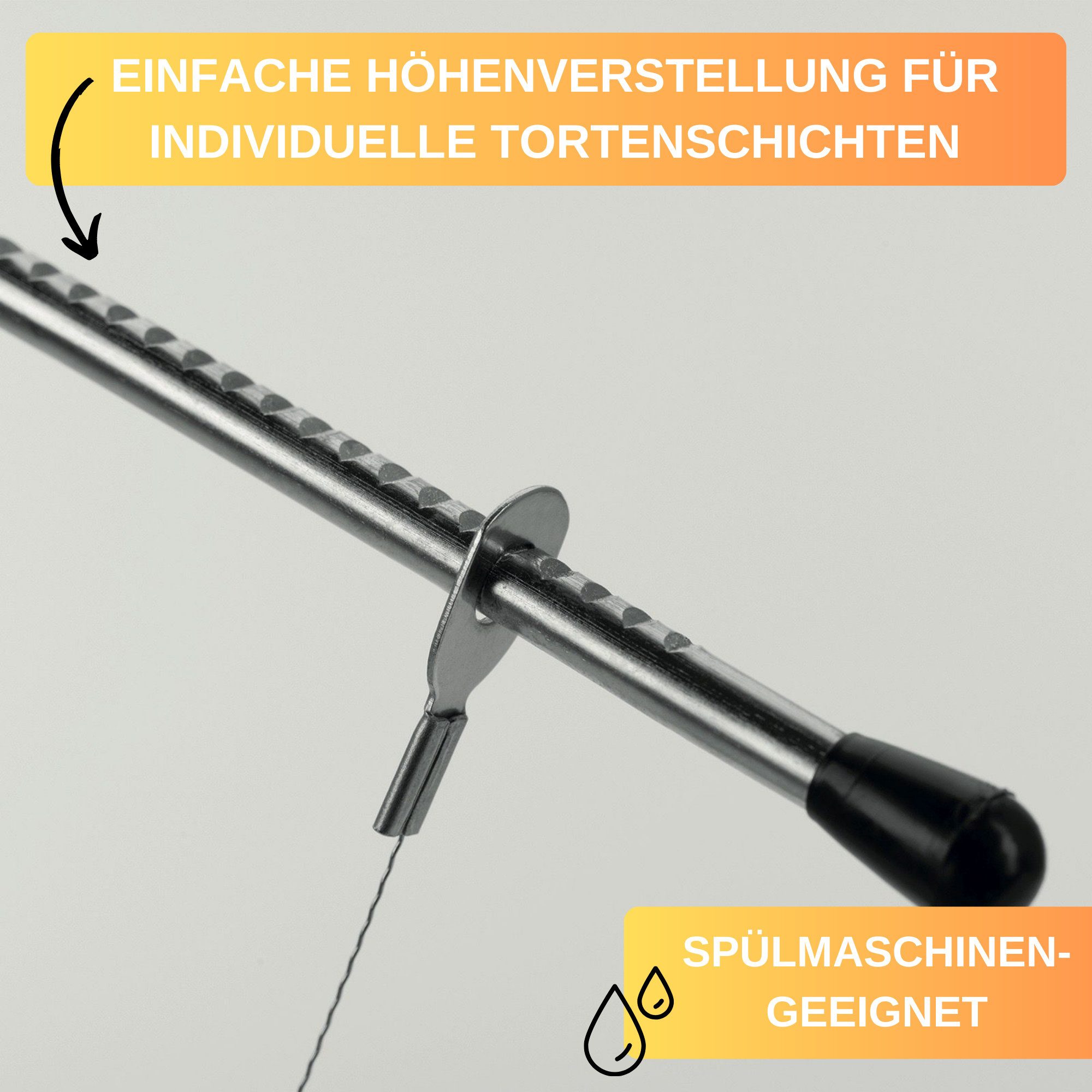 Thiru Tortenbodenteiler Premium mit gezacktem Schneiddraht, spülmaschinengeeignet – Bild 4 von 5