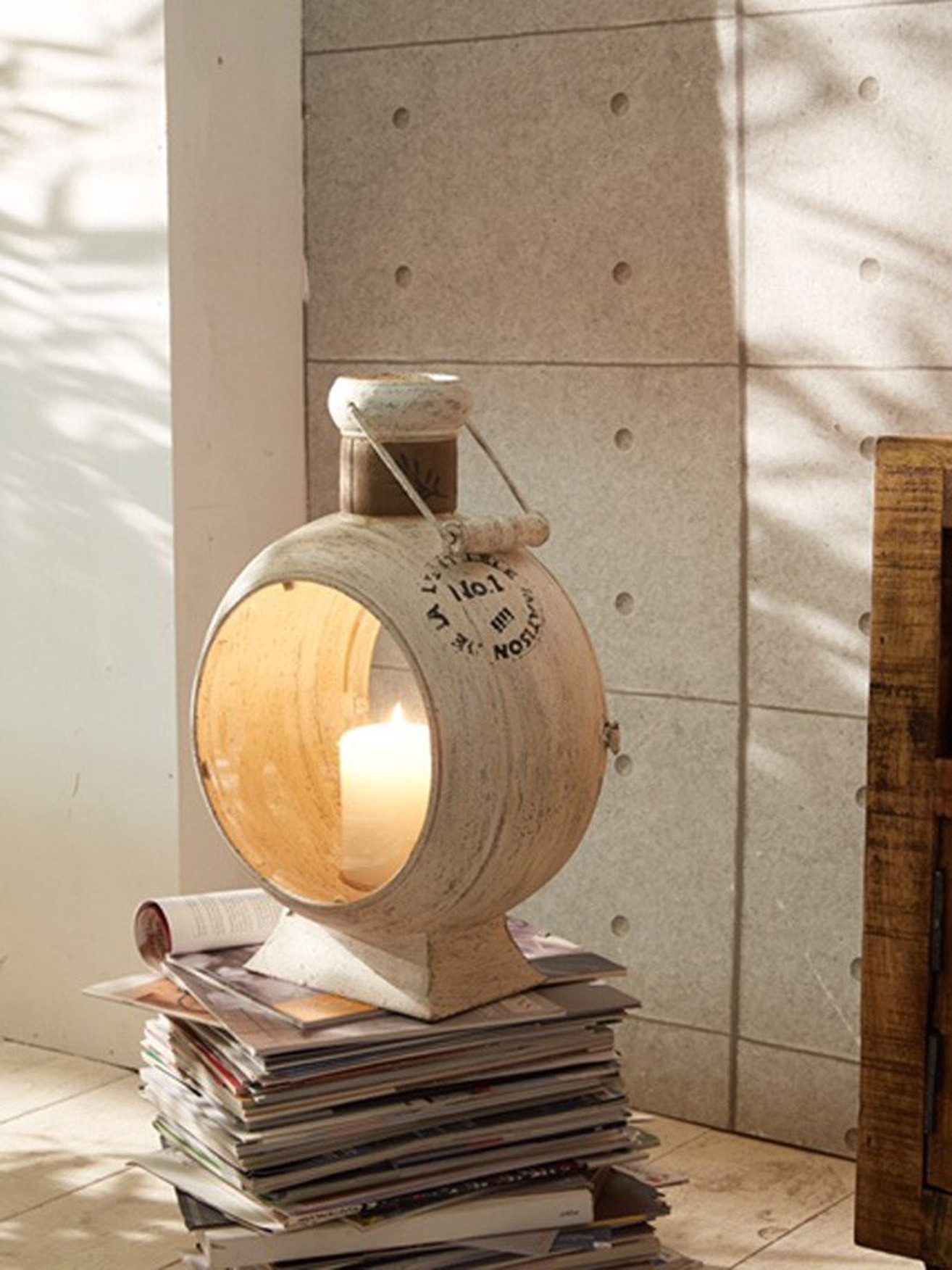 More2Home Kerzenlaterne Standlaterne, STORMY-2, Metall vintage-weiss, 40 cm günstig online kaufen