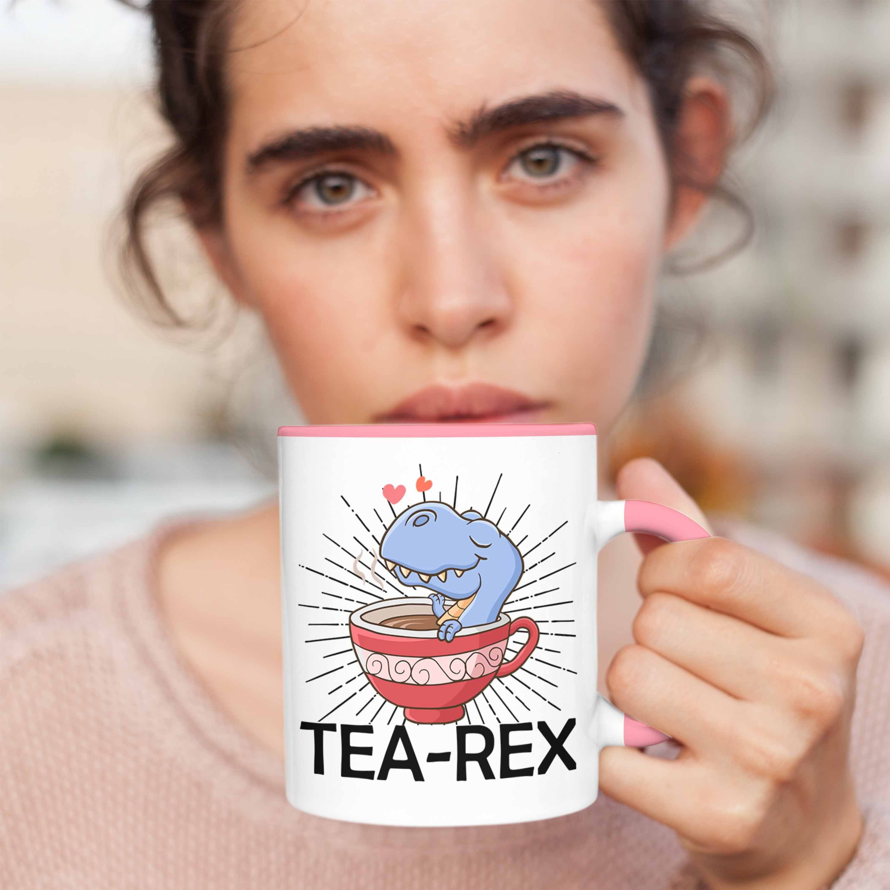Dinosaurier T-Rex Tasse - Rex Trendation Rosa Geschenkidee Geschenk Trendation Wortspiel Tea Tasse