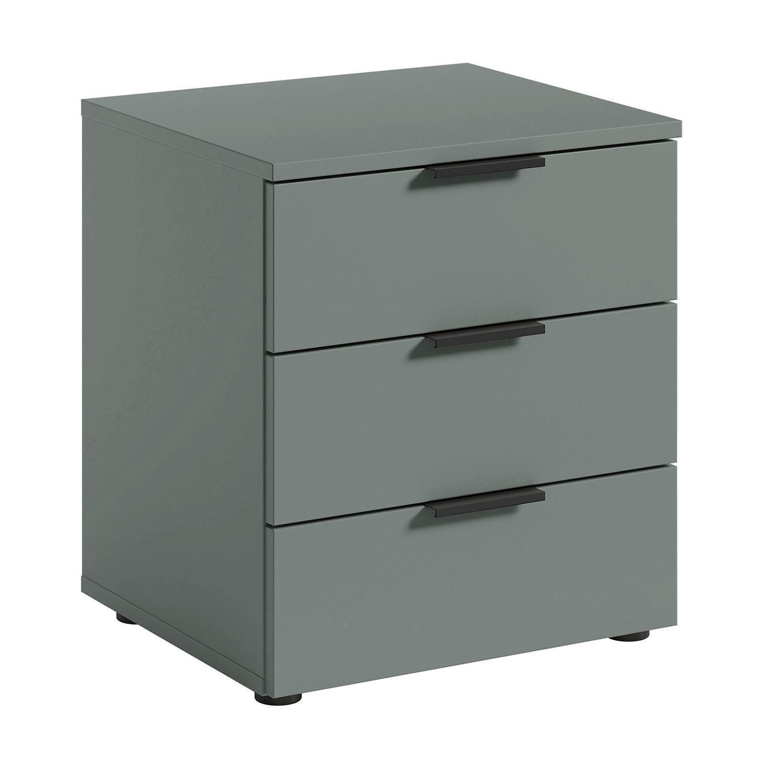 Bega Consult Nachtkommode LINZ, Salbeigrün, Schwarz, Salbei Dekor, 3 Schubladen, B 45,2 x H 50,7 x T 40 cm