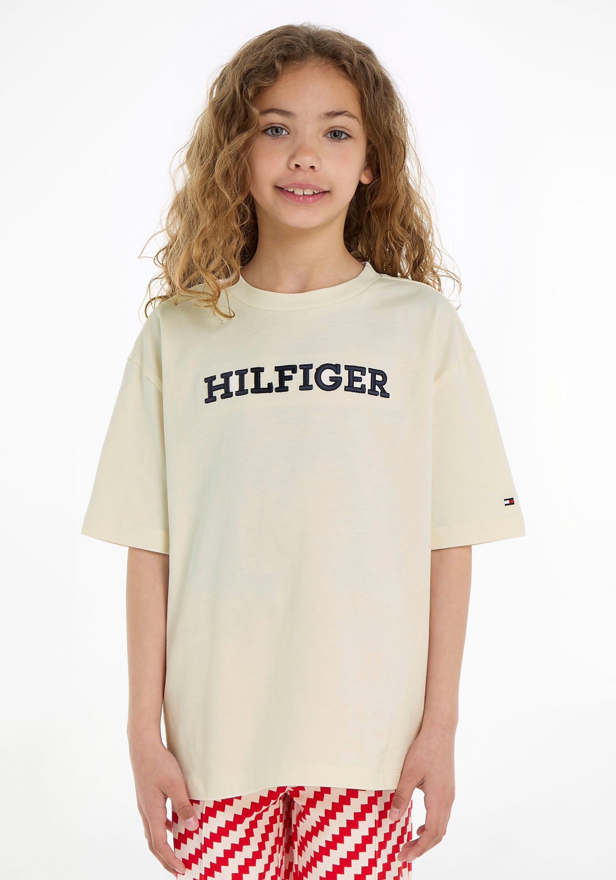 Tommy Hilfiger T-Shirt U großer Calico Logo-Stickerei mit MONOTYPE TEE S/S