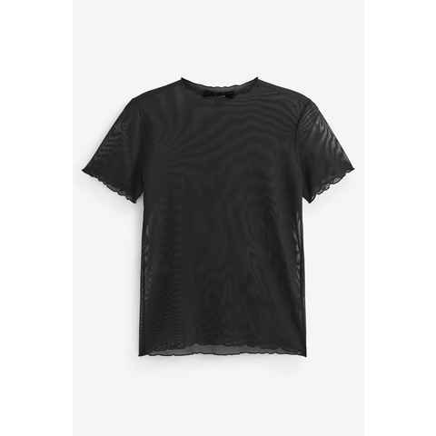 Next T-Shirt Kurzarm-T-Shirt aus Mesh mit Kräuselsaum (1-tlg)
