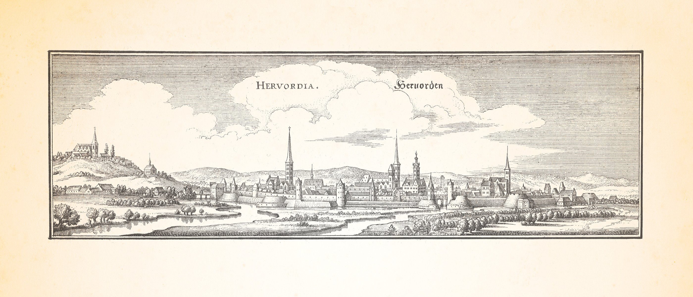 Kunstdruck Hervorden Herford Reichsstadt Gänsebrücke Jakobikirche Kantorhaus Mer