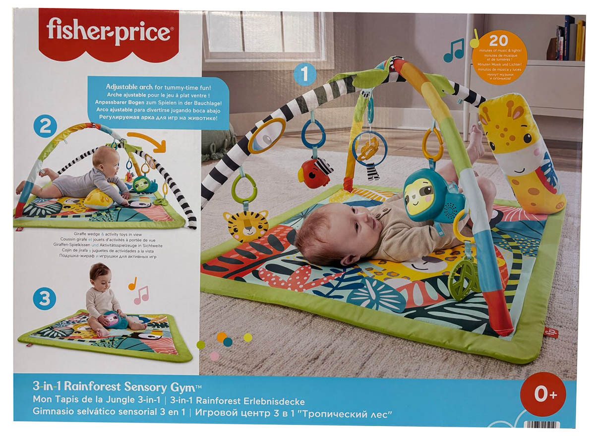 Fisher-Price® Spielbogen Baby-Spieldecke 3-in-1 Regenwald Spielmatte mit 6 Aktivitätsspielzeuge
