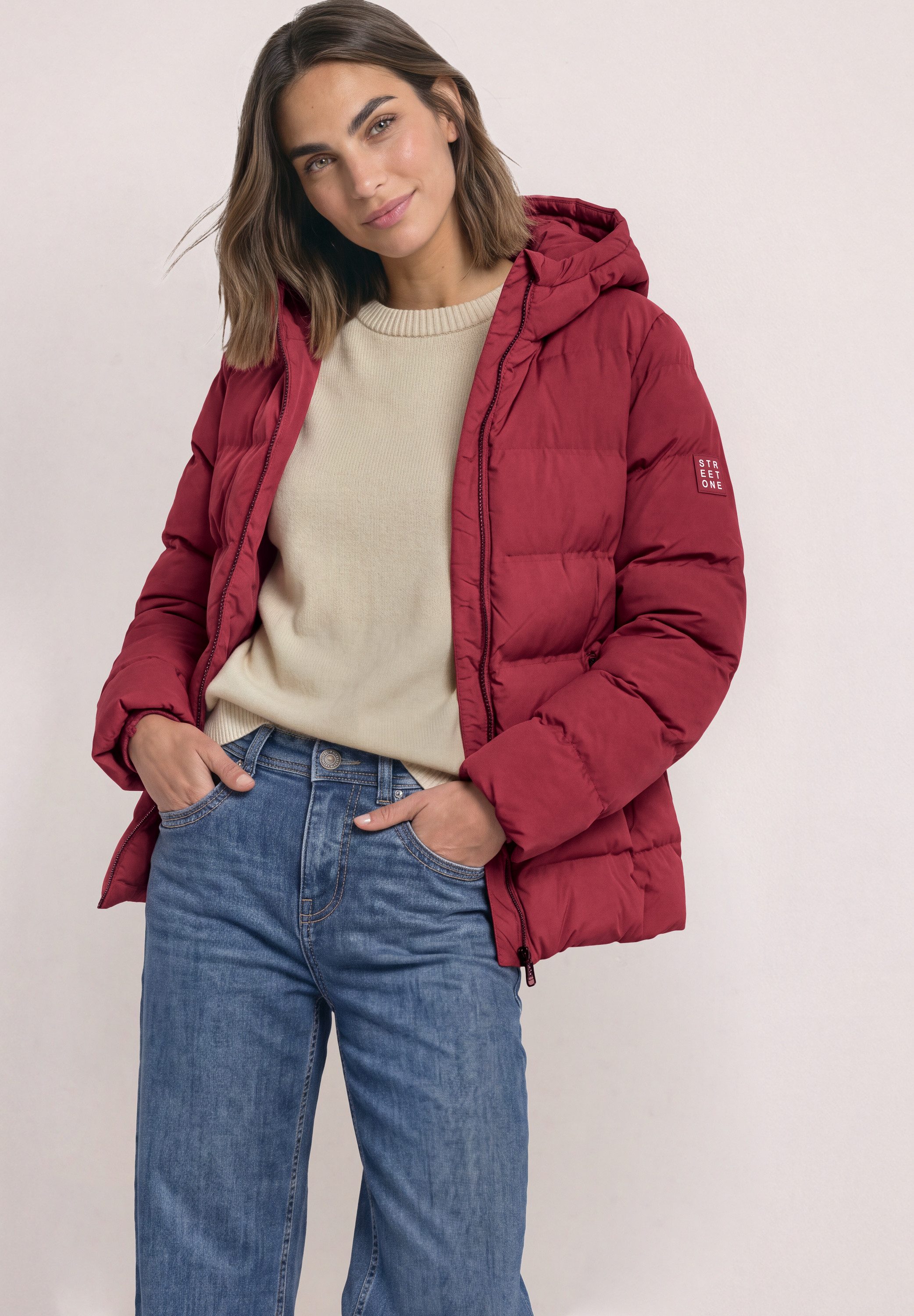 STREET ONE Steppjacke Kurze Jacke mit geklebter Steppung und kapuze