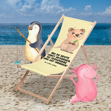 Mr. & Mrs. Panda Gartenliege Quokka Happy - Gelb Pastell - Geschenk, Strandliege, Gartenliege, Gut, 1 St., Höhenverstellbar