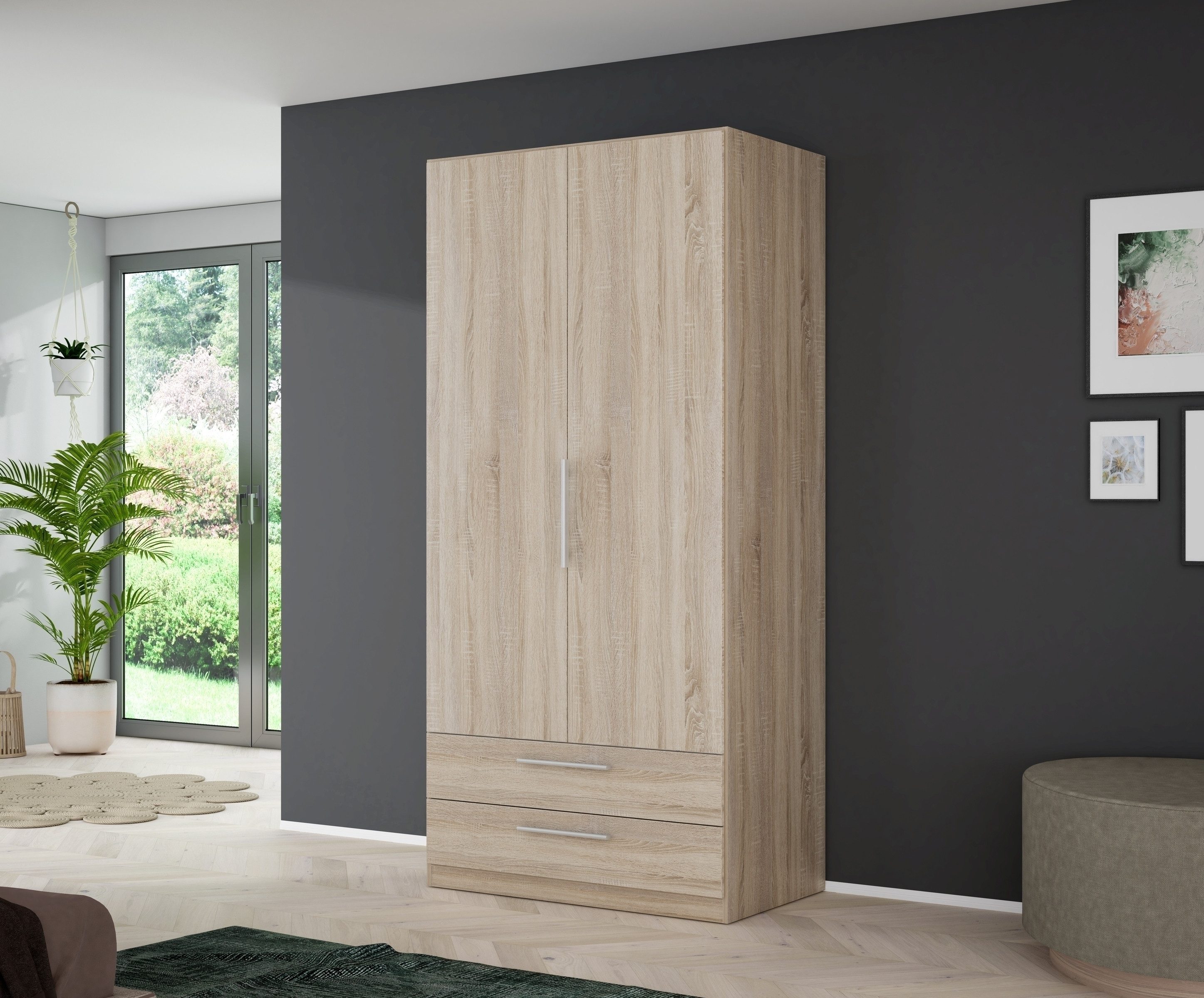 Kleiderschrank in Sonoma Eiche - 100,9x212,9x58,9cm (BxHxT)