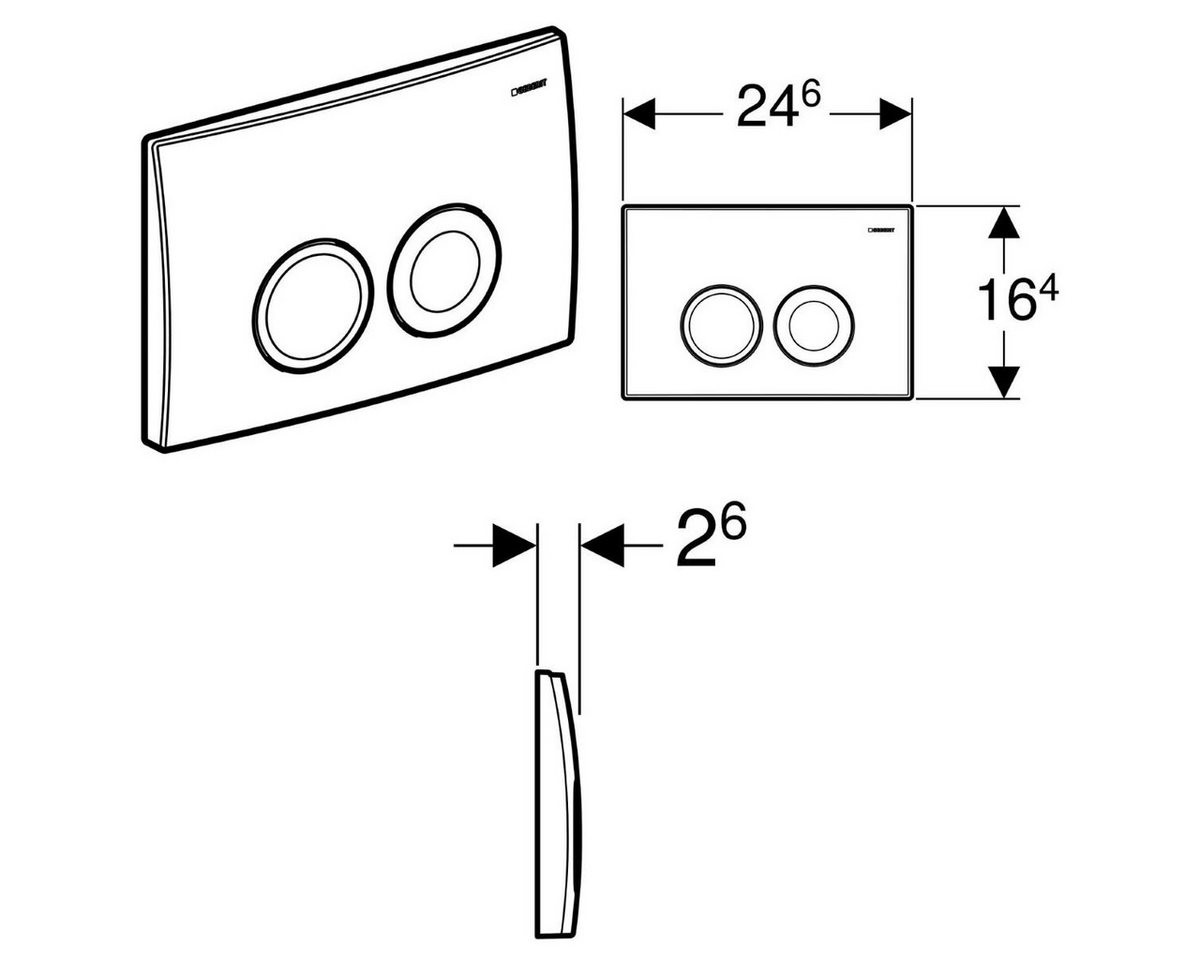 Thumbnail - GEBERIT Betätigungsplatte 115.125.11.5, (1 tlg), Geberit Delta25 Betätigungsplatte für 2-Mengen-Spülung, Round