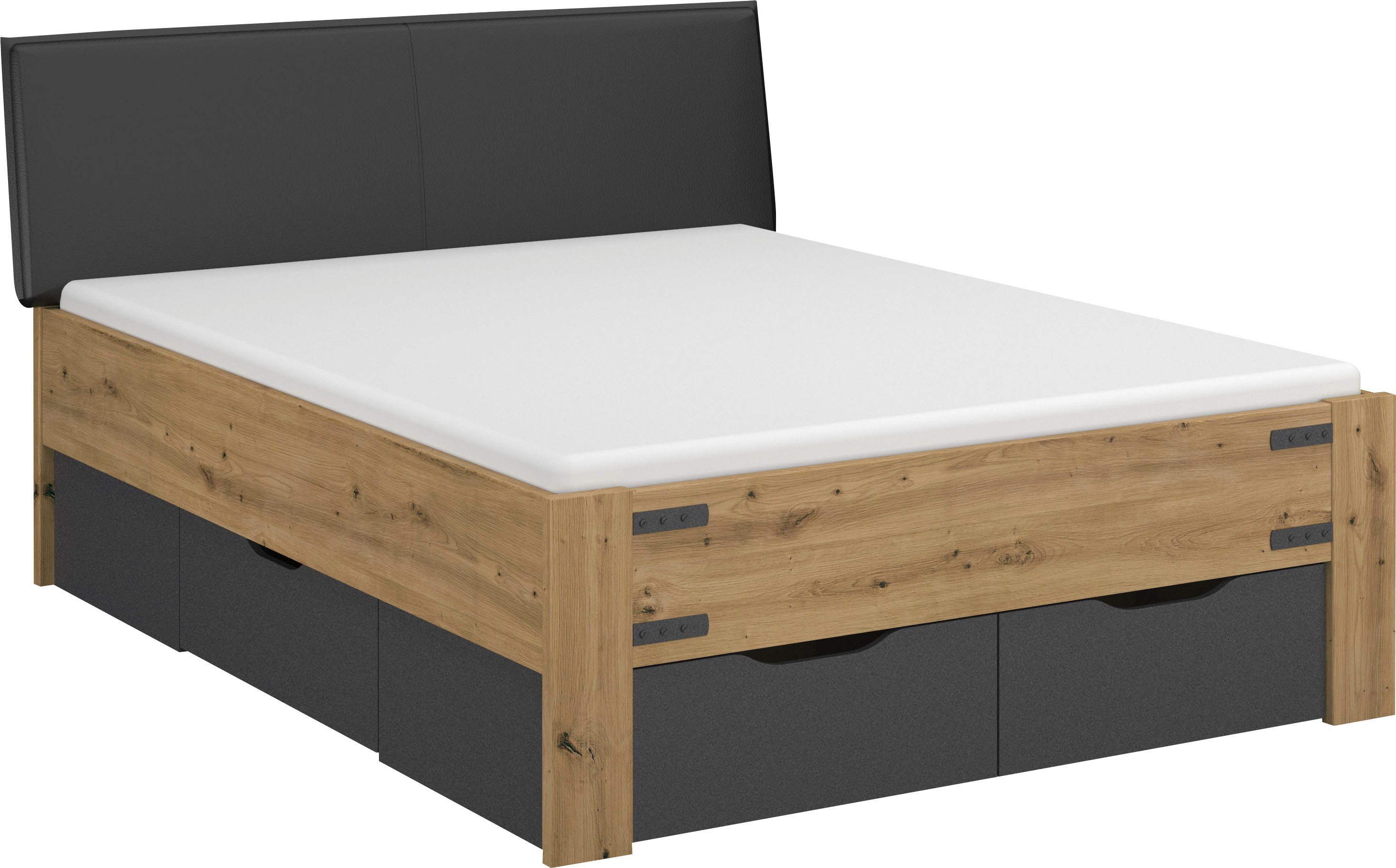 rauch Stauraumbett Birmingham, mit Polsterkopfteil in Lederoptik