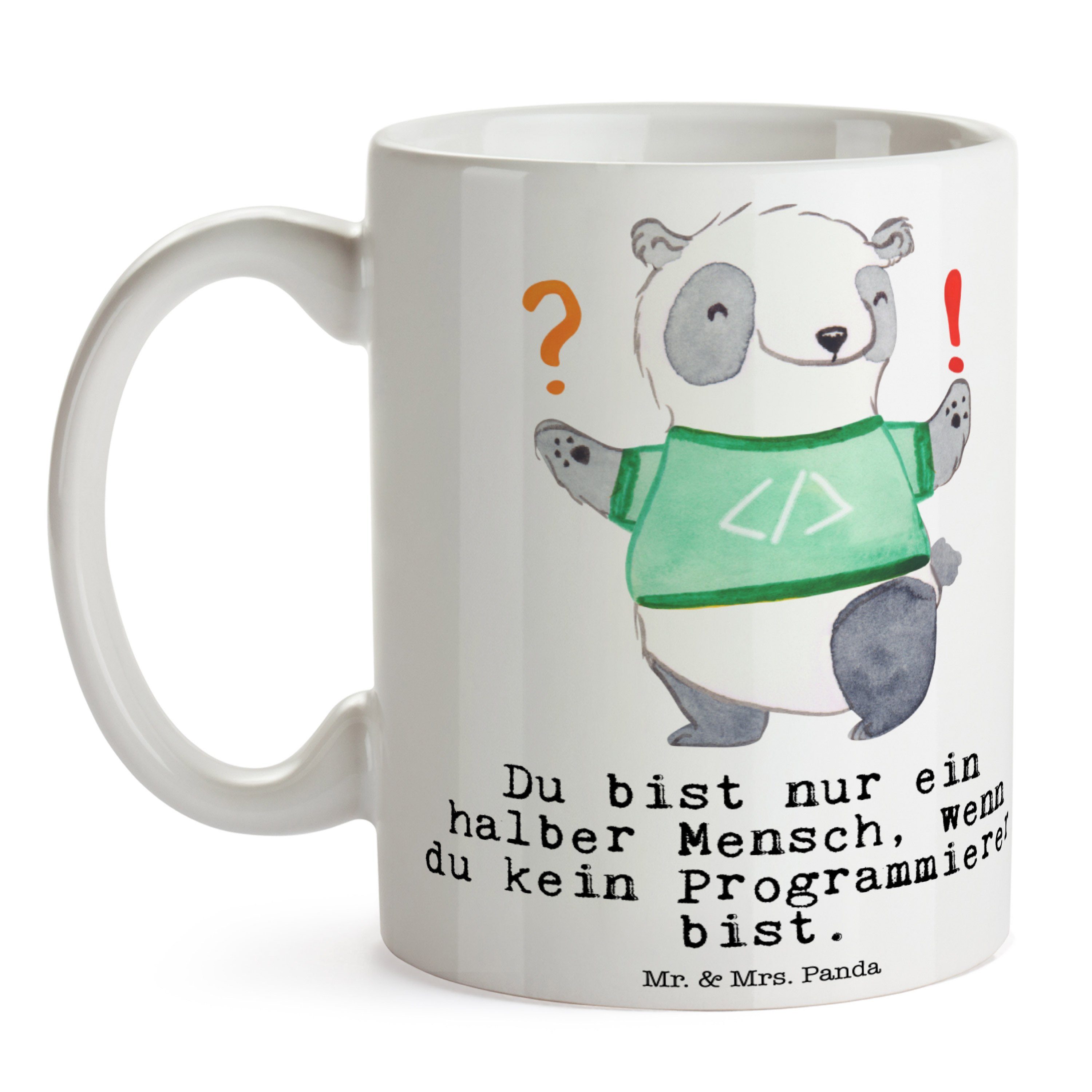 - Tasse Geschenk, - Programmierer Keramik Datenverarbeiter, Mrs. mit Geschenk, Weiß & Herz Panda Mr.