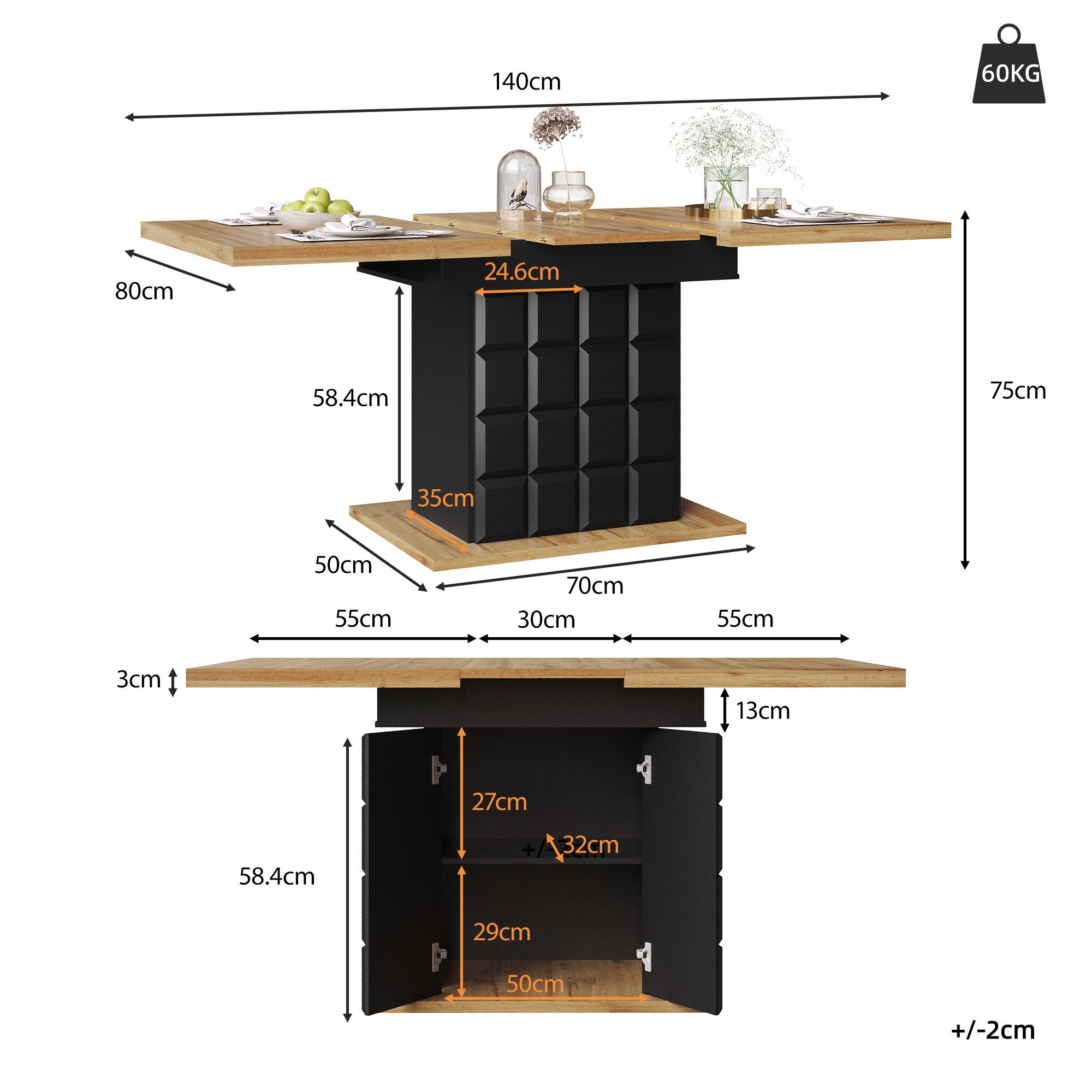 IDEASY Esstisch Esstisch Teleskoptisch ausziehbar und günstig online kaufen