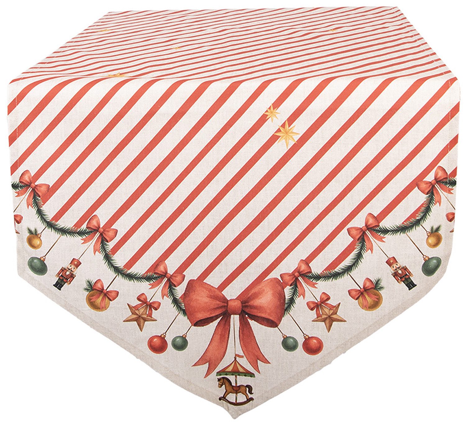 Clayre & Eef Tischläufer Christmas Carousel Dream (1-tlg, 1-teilig), Tischläufer Tischdecke ca.50x160cm Baumwolle