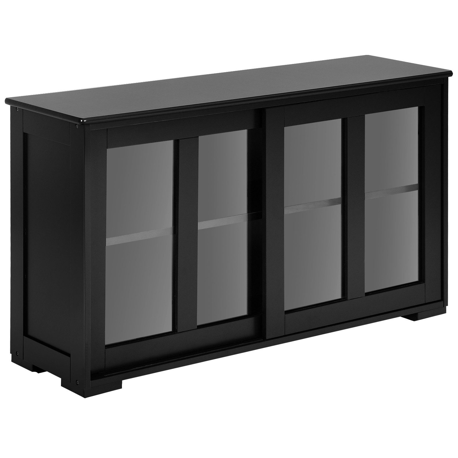 COSTWAY Sideboard, mit höhenverstellbarer Ablage,mit Glas Schiebetüren günstig online kaufen