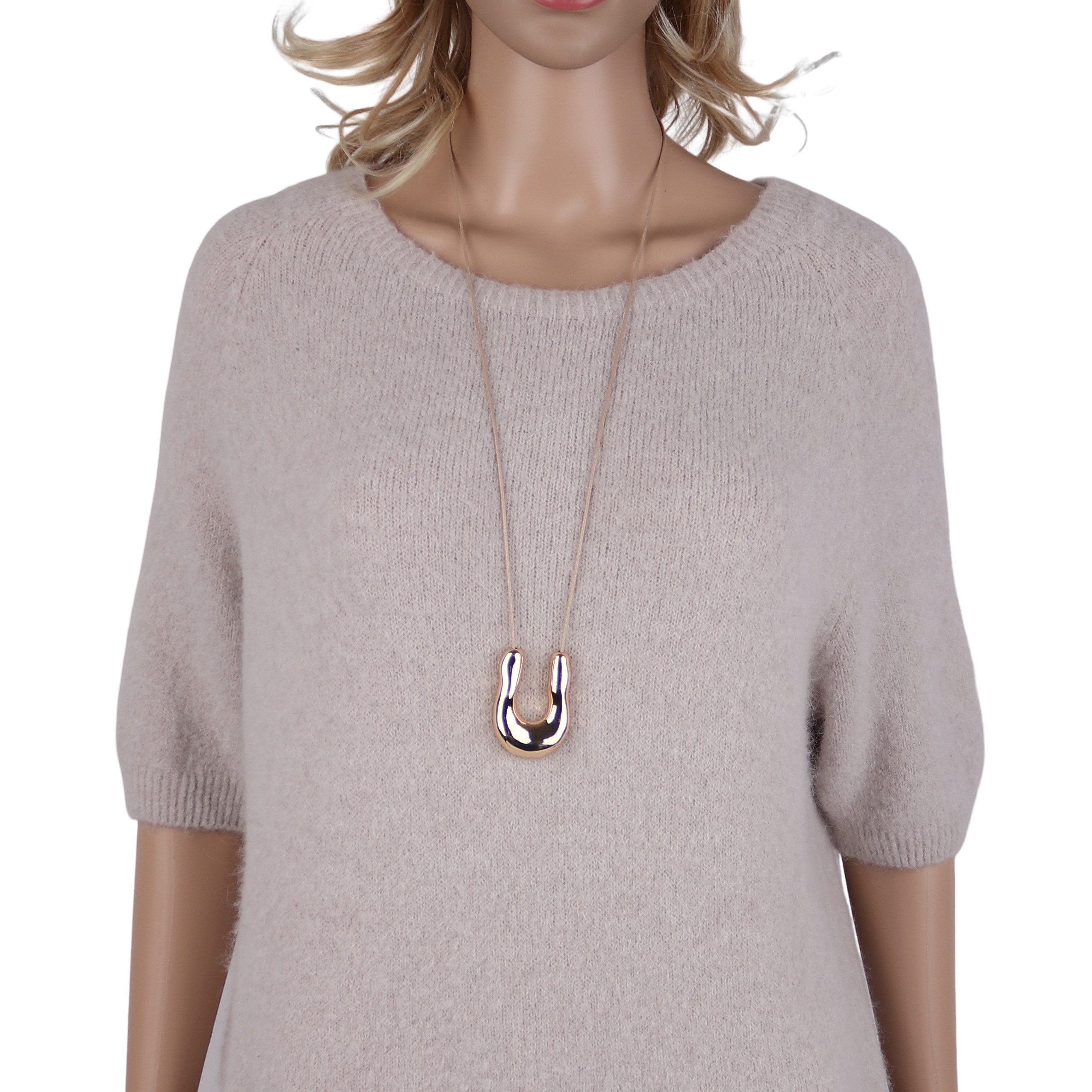 MIRROSI Lange Kette Damen Halskette mit elegantem Anhänger aus Metall ca.90cm lang (perfekt für Pullover, Bluse, Shirt)