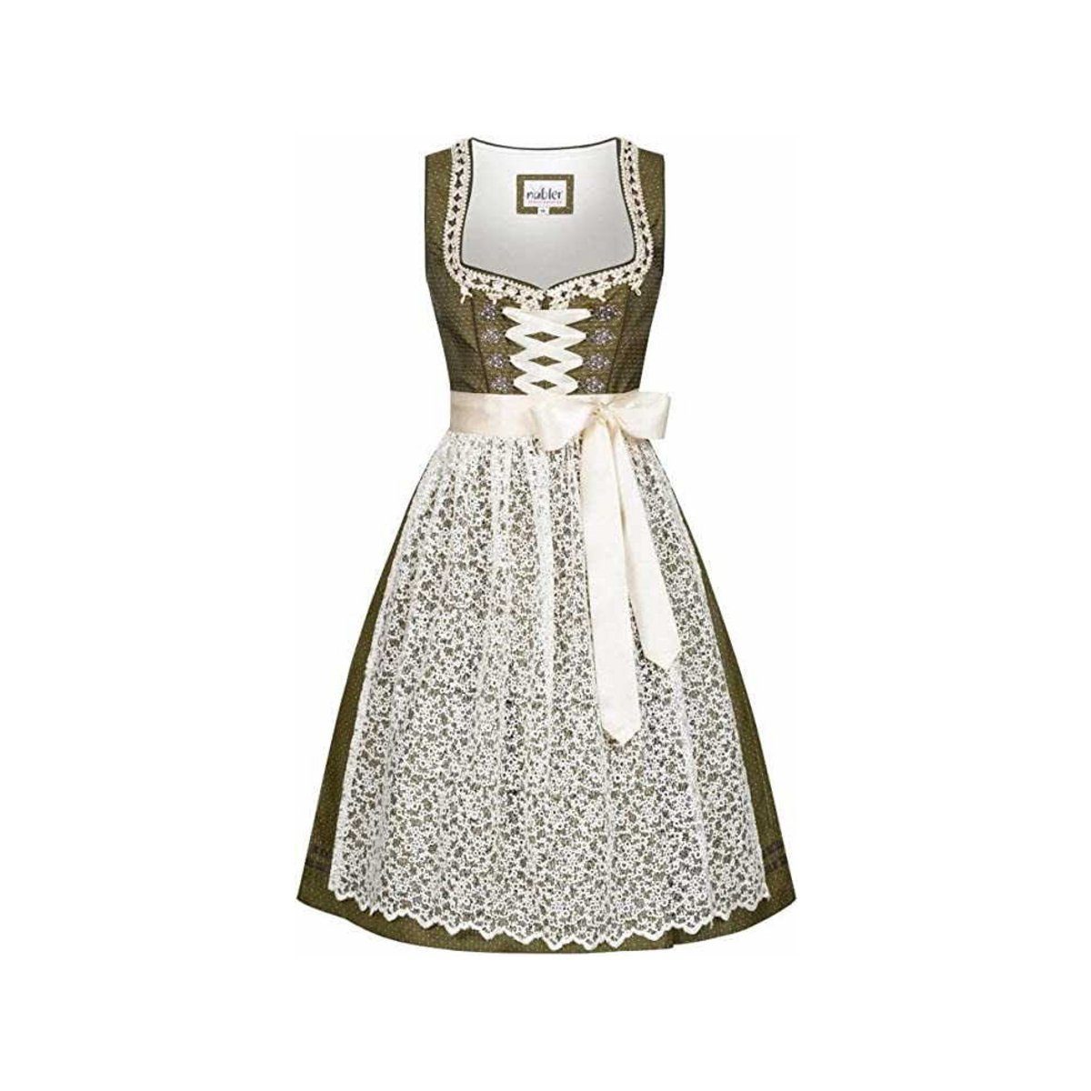 Dirndl Damen Lang – 3-teiliges Oktoberfest-Kostüm Mit Bluse, Kleid & Schürze In Trachten-Optik