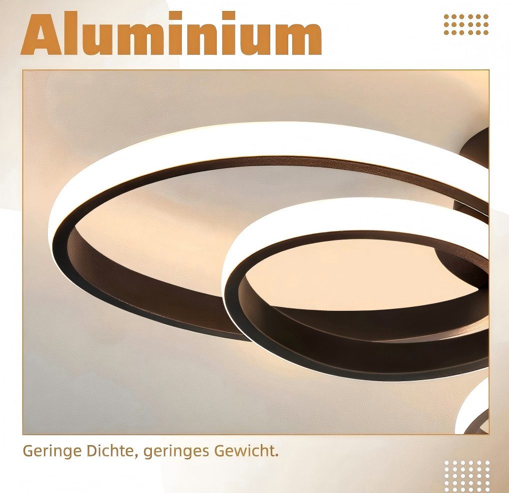 Nettlife LED Deckenleuchte Modern Schwarz Dimmbar Wohnzimmer 65W 40/66/80/100CM deckenlampe, Nicht dimmbar, LED fest integriert, Warmweiß, Schlafzimmer, Wohnzimmer, Büro, Arbeitszimmer, Küche