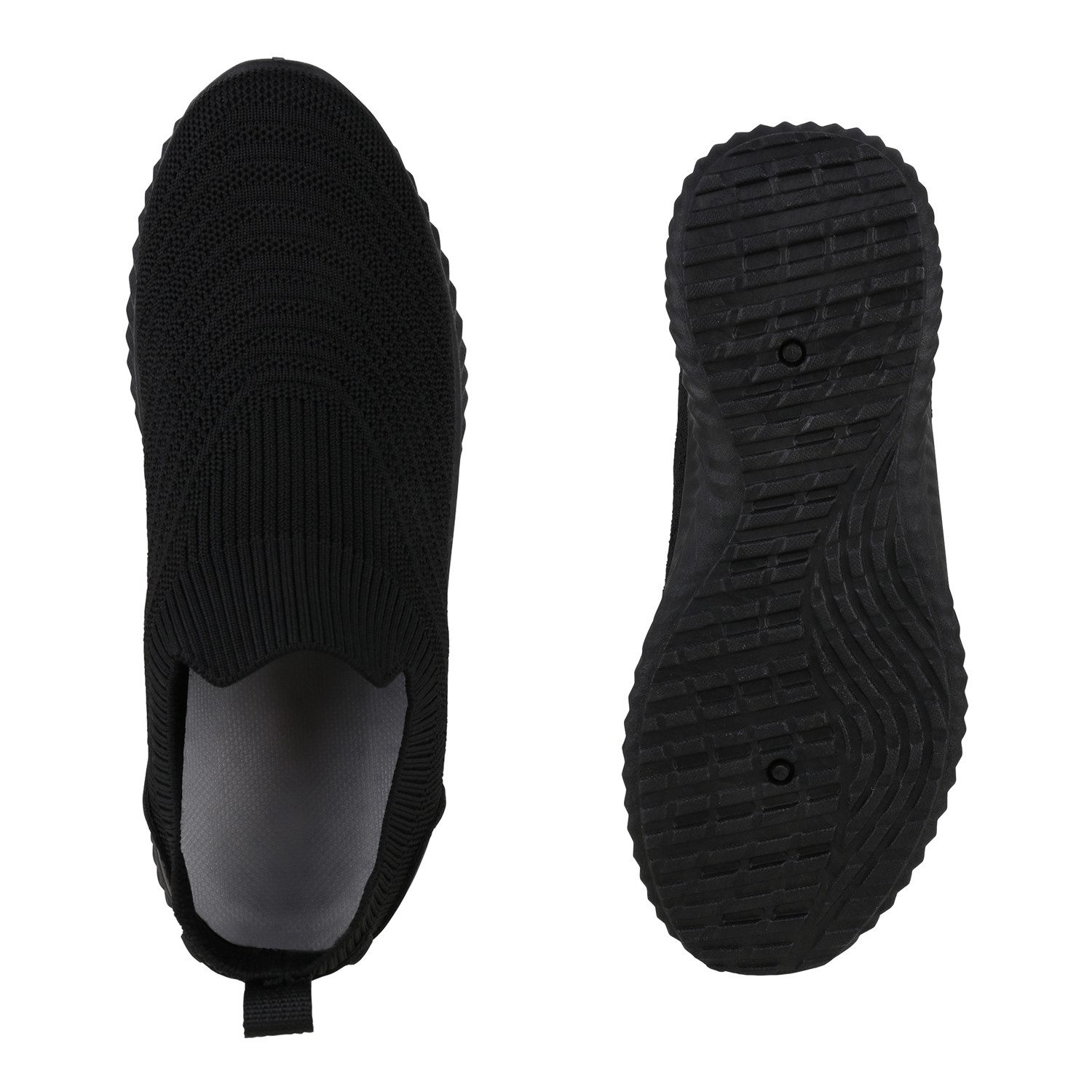 VAN HILL 841677 Laufschuh Damen Slip Ons Sportschuhe Sportliche Strick Profil-Sohle
