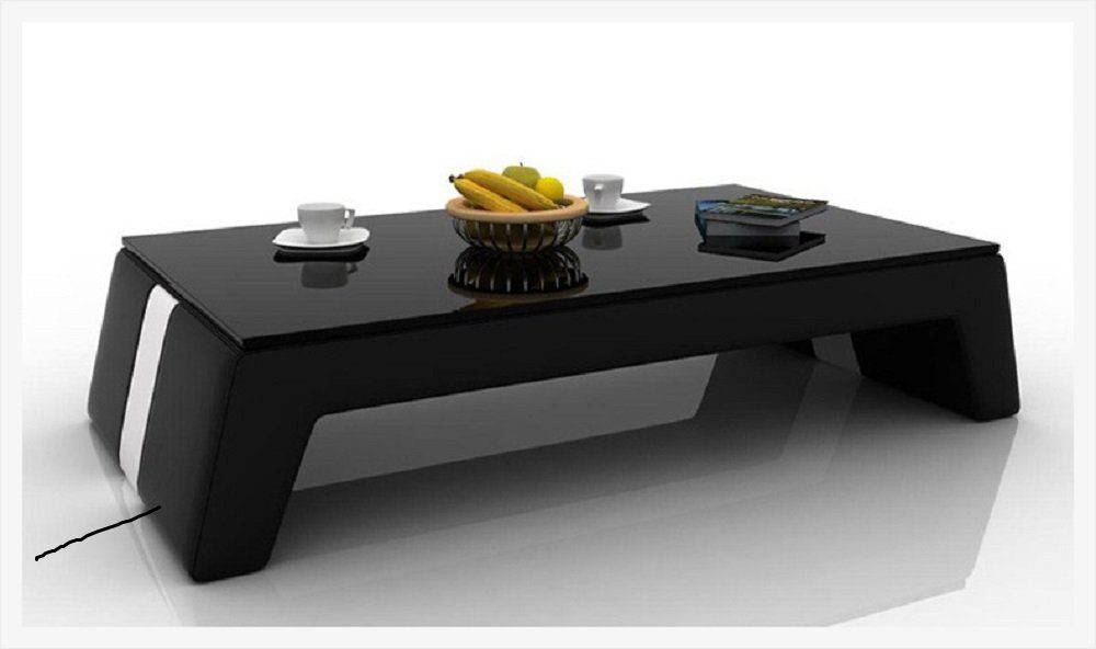Design Couchtisch Schwarz Leder Glas Sofa JVmoebel Glastisch Tisch Tische Wohnzimmertische Couch