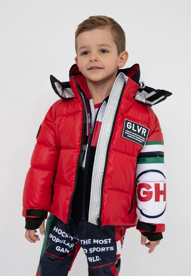 Gulliver Steppjacke mit Stehkragen und Kapuze, Modische Steppjacke für  Jungen mit großartigen Prints