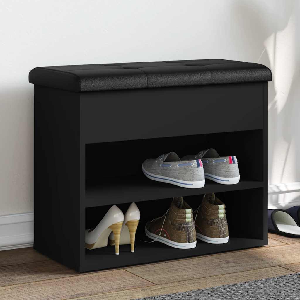 vidaXL Sitzbank Schuhbank Schwarz 62x32x50 cm Holzwerkstoff