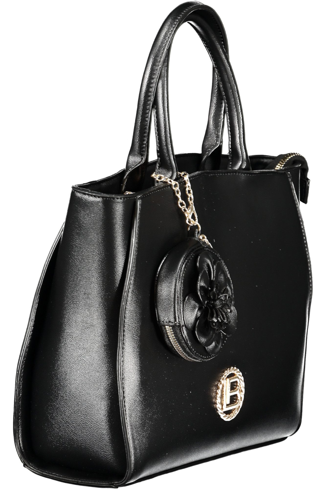 Laura Biagiotti Umhängetasche, Elegante schwarze Damentasche mit verstellbarem Schulterriemen & Münz