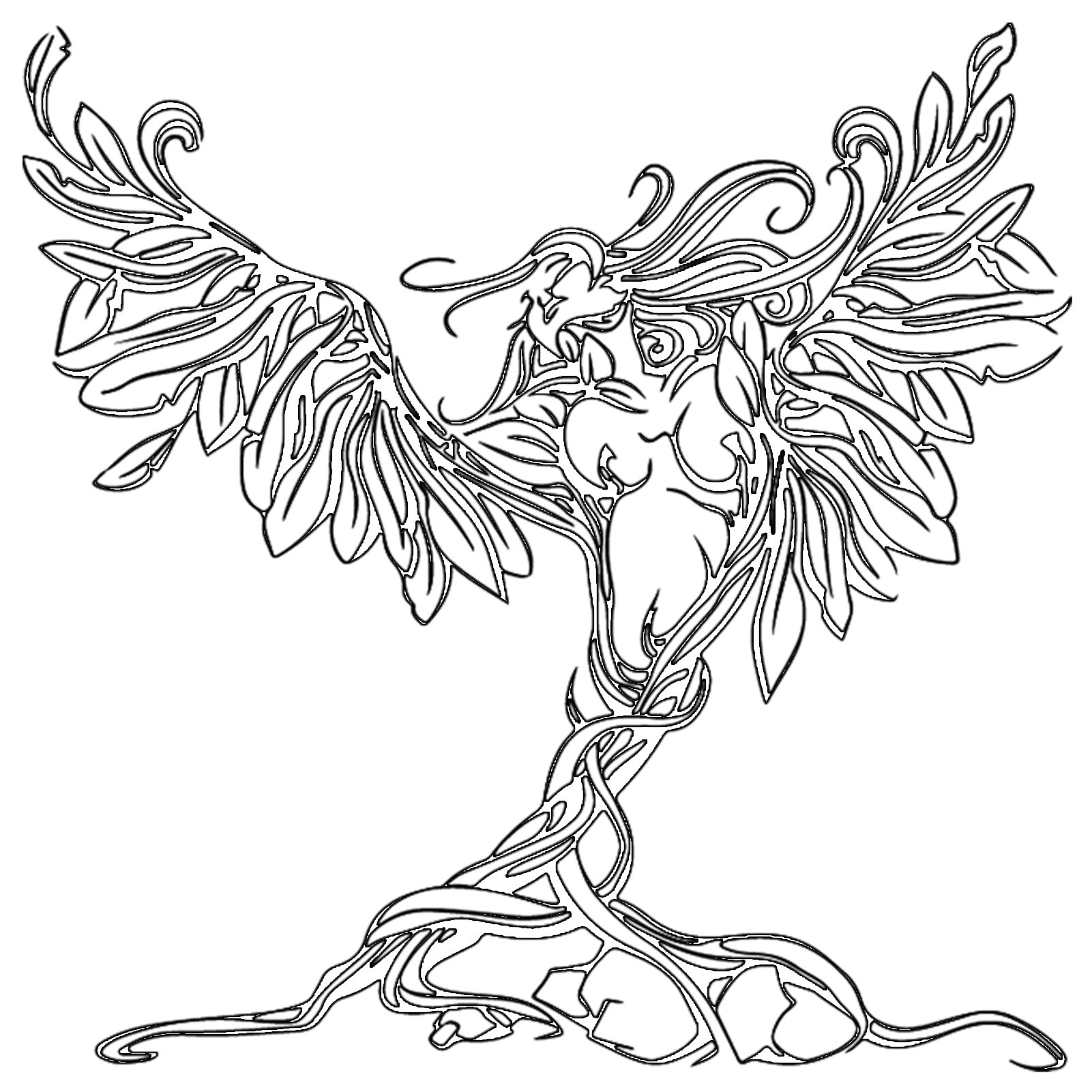 Jumpeak Wanddekoobjekt Wandkunst Mensch-Baum-Figur,Abstrakt Frau,Flügel Thema Mensch u Natur, Wanddekoration Flur,Abstrakte Figur,weiblich,4 Farben,53cm×53cm