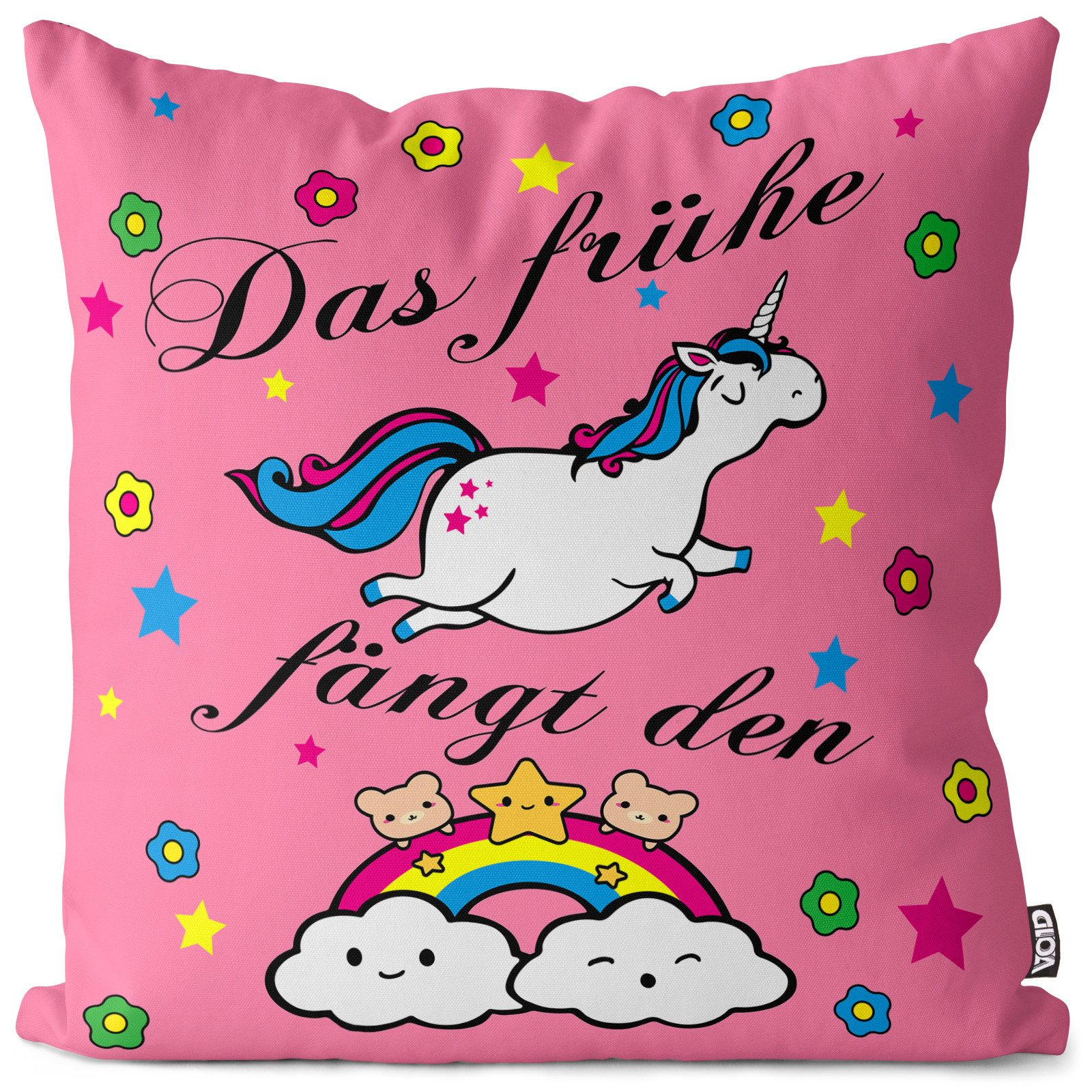 VOID Kissenbezug, Einhorn fängt Wurm Regenbogen Outdoor Indoor unicorn neu