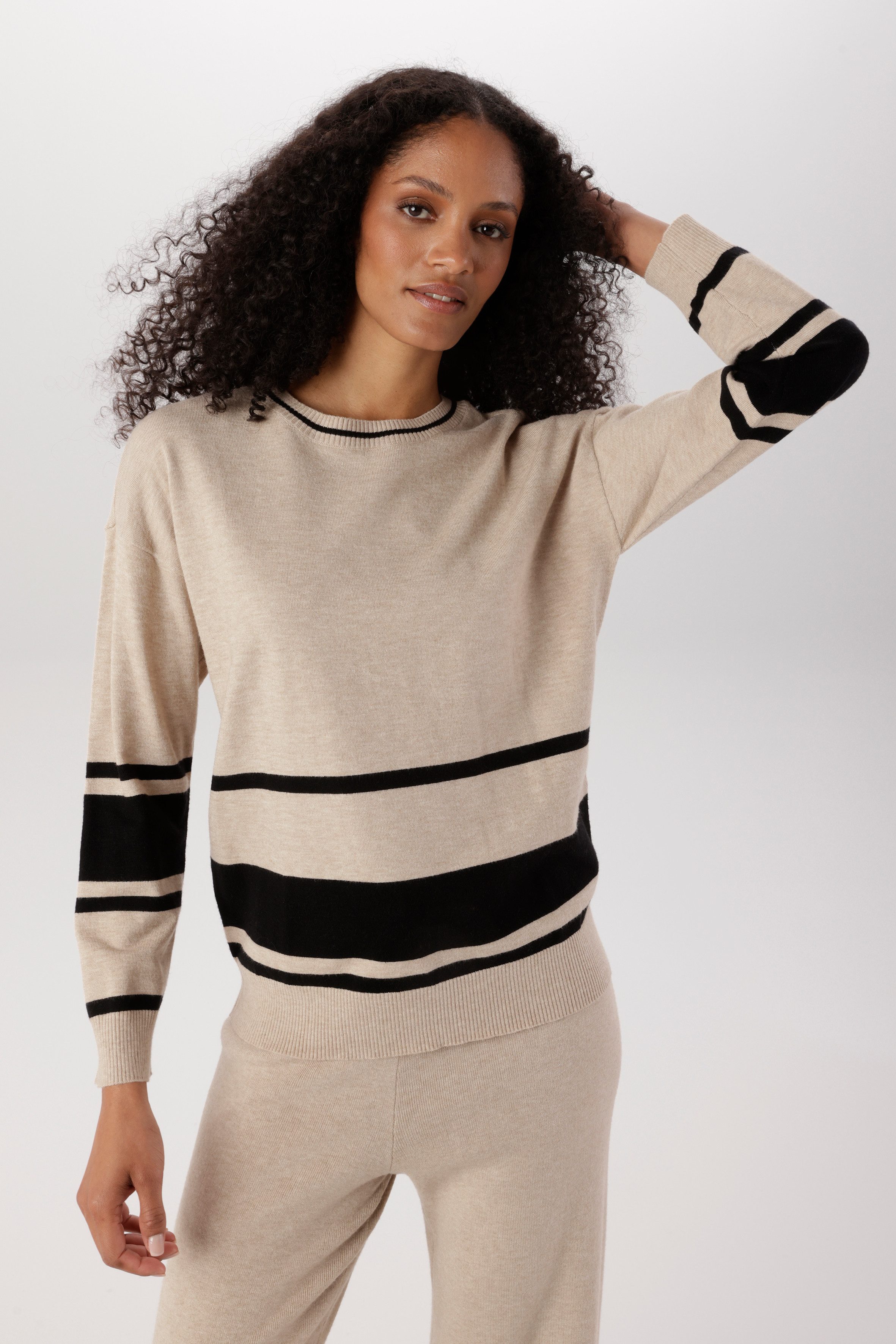 Aniston SELECTED Strickpullover Kombination aus breiter und schmaler Ringelmusterung - NEUE KOLLEKTION