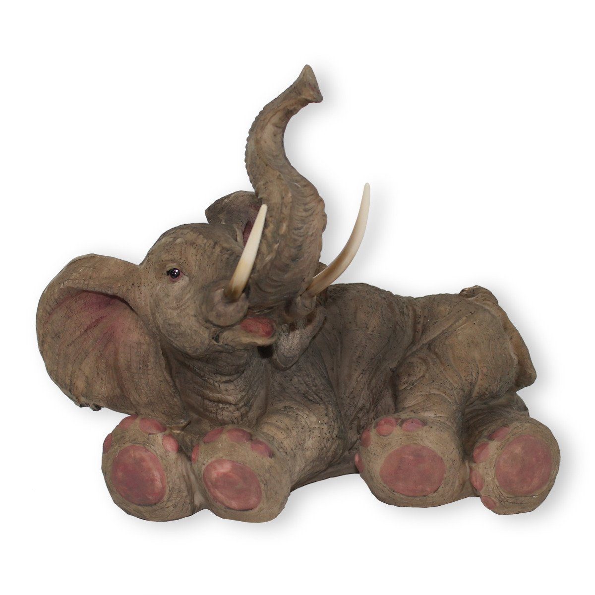 realistische colourliving wetterfest, handbemalt, Elefant Darstellung Figur Dekoelefant liegend Tierfigur Deko, Elefanten