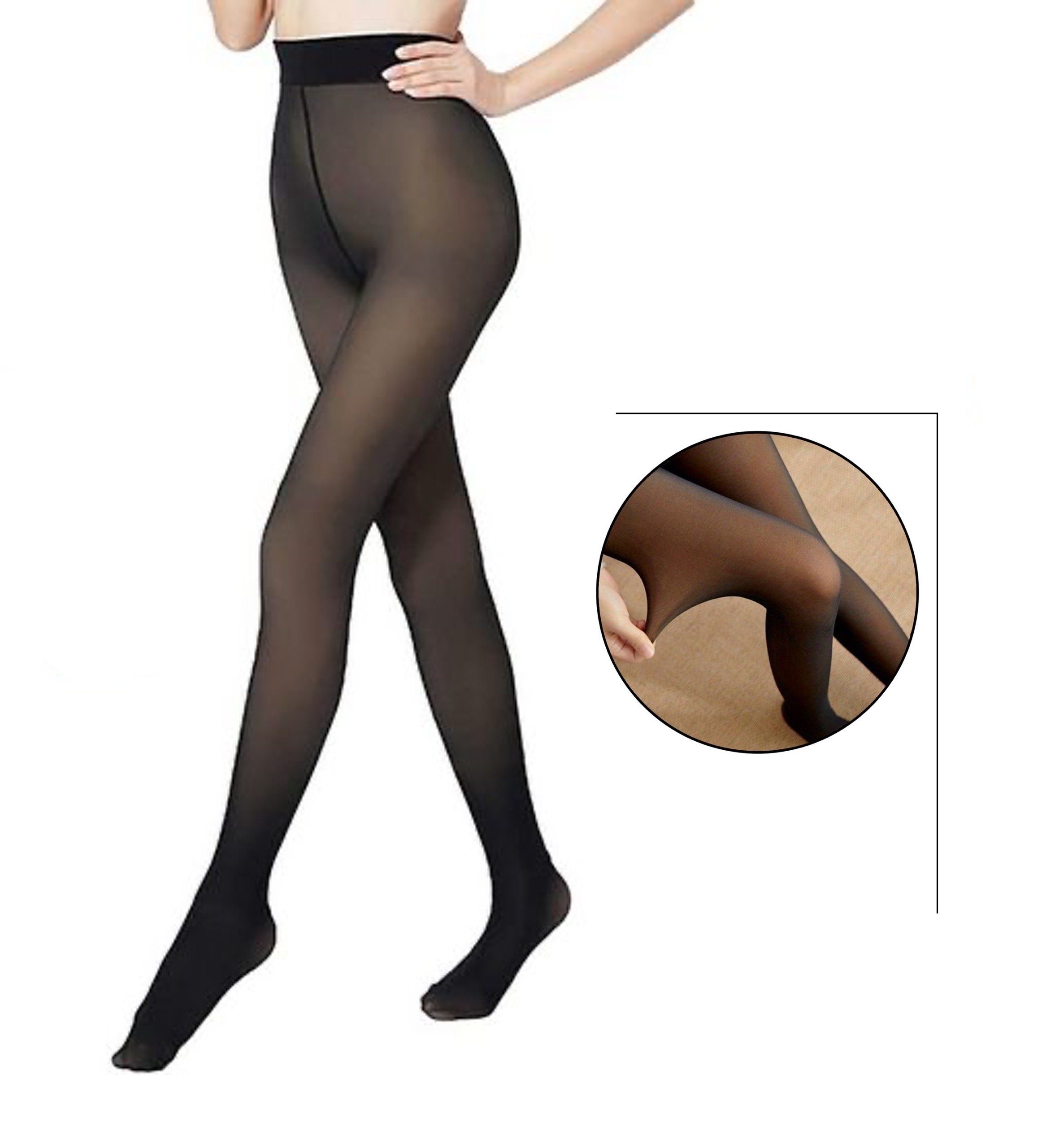 Cocain underwear Thermostrumpfhose gefütterte Strumpfhose schwarz Komfortbund Blickdicht Innenfleece (1 St) von außen wirkt sie deshalb transparent
