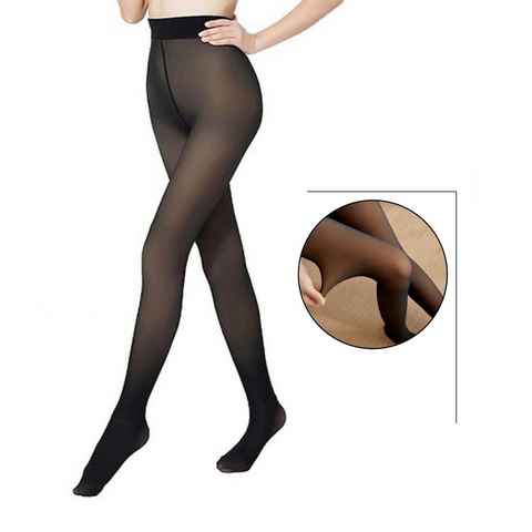 Cocain underwear Thermostrumpfhose gefütterte Thermo Strumpfhose schwarz Komfortbund Blickdicht (1 St) Innenfleece