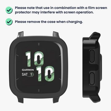 kwmobile Smartwatch-Hülle 2x Hülle für Garmin Venu Sq 2 Music / Sq 2, Fullbody Fitnesstracker Glas Cover Case Schutzhülle Set