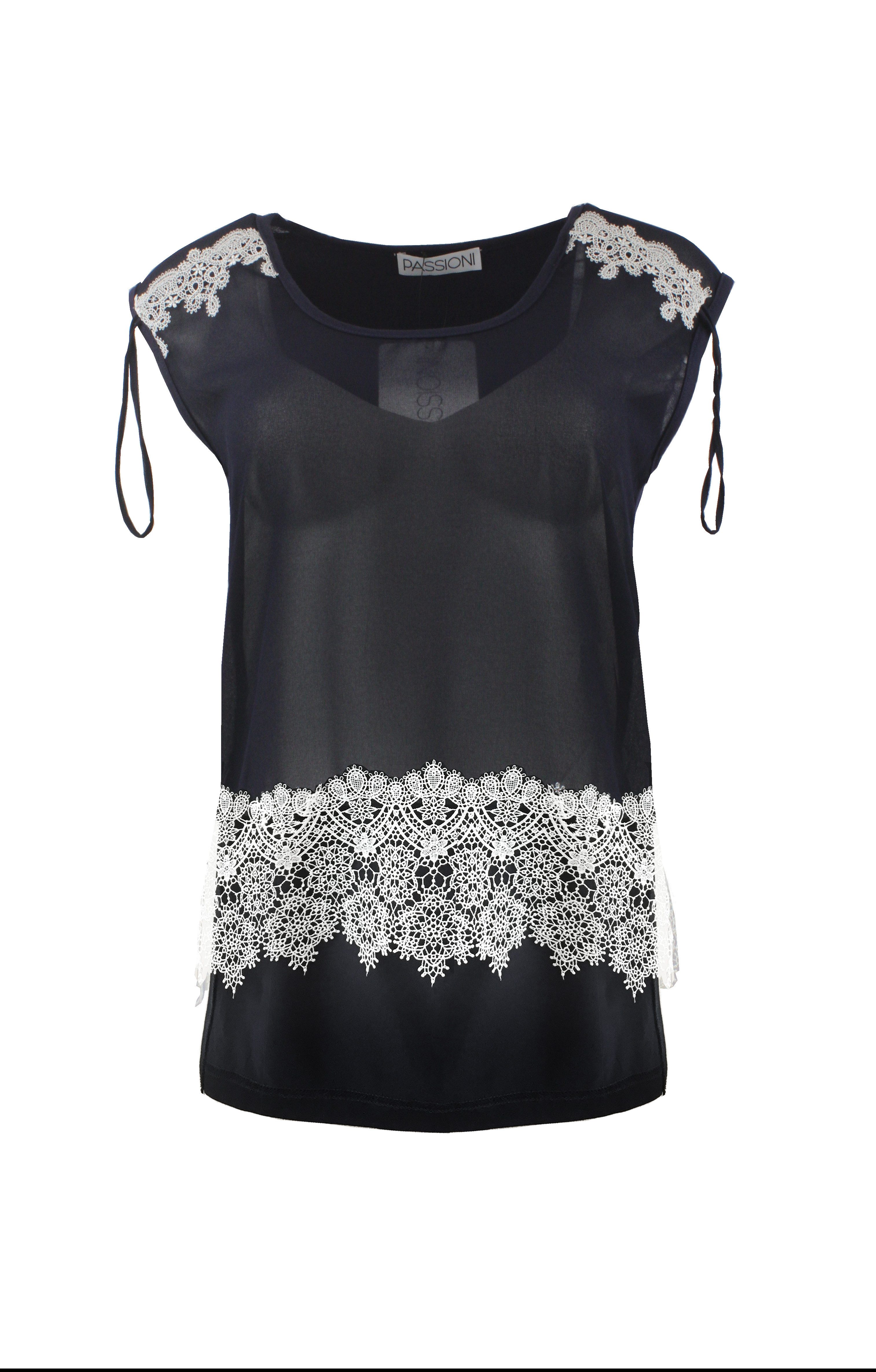 Passioni Blusentop transparent in schwarz mit günstig online kaufen