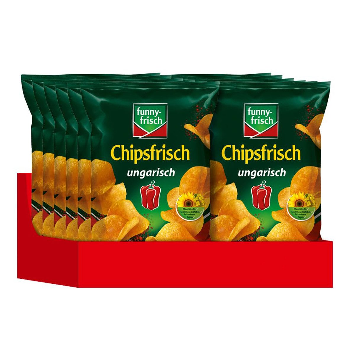 funny-frisch Knabberei, funny frisch Chipsfrisch ungarisch mit rauchigem Paprika 40g 12er Pack