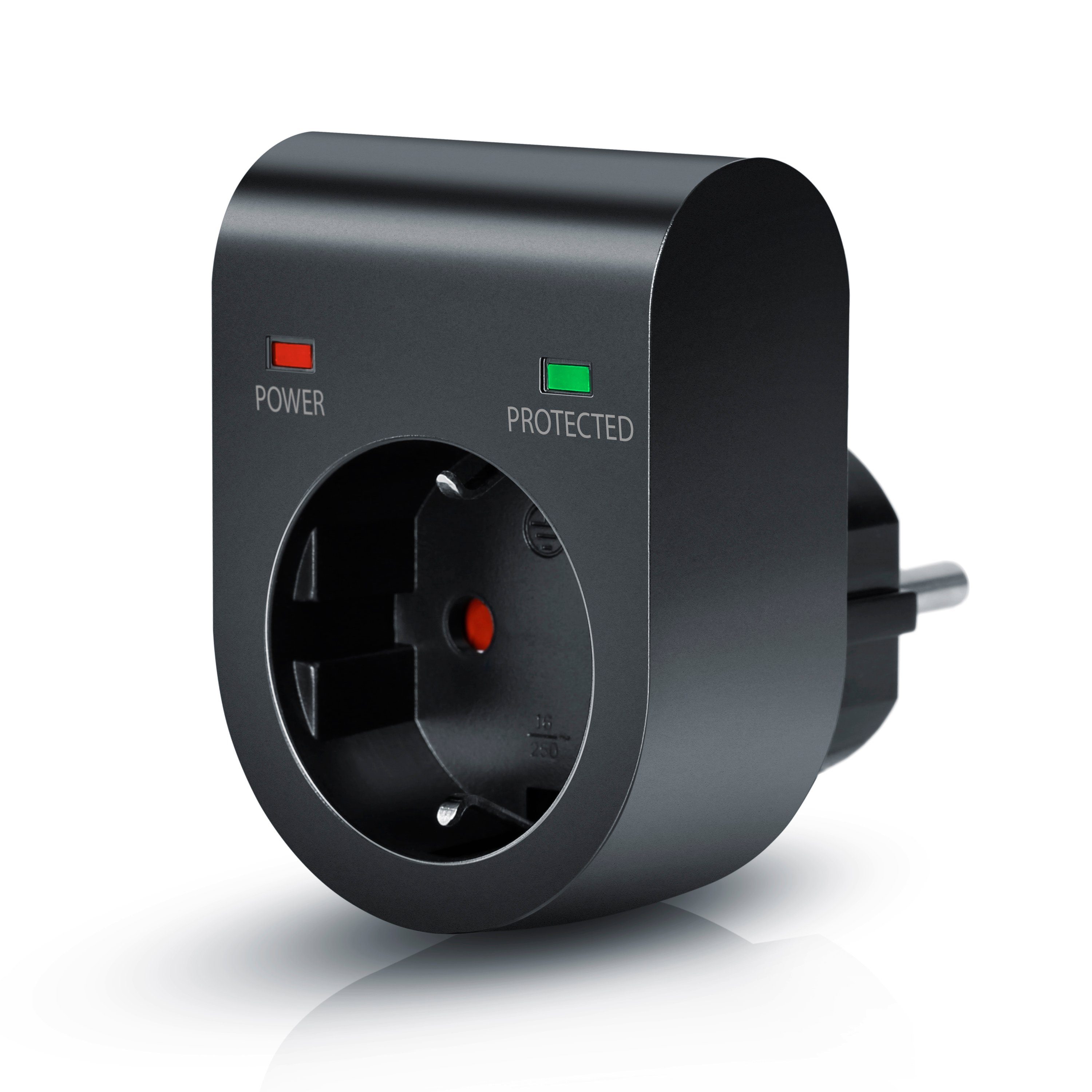 Arendo Steckdose, 1-St., Schuko Überspannungsschutzadapter, LED, Kindersicherung, 3500W