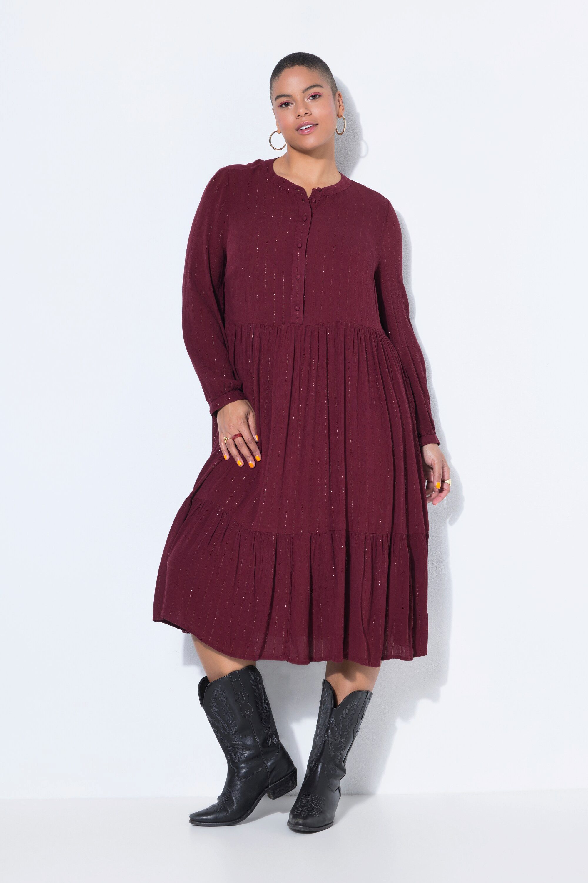 Studio Untold Jerseykleid Midikleid A-Linie Chiffon mit Glitzerstreifen