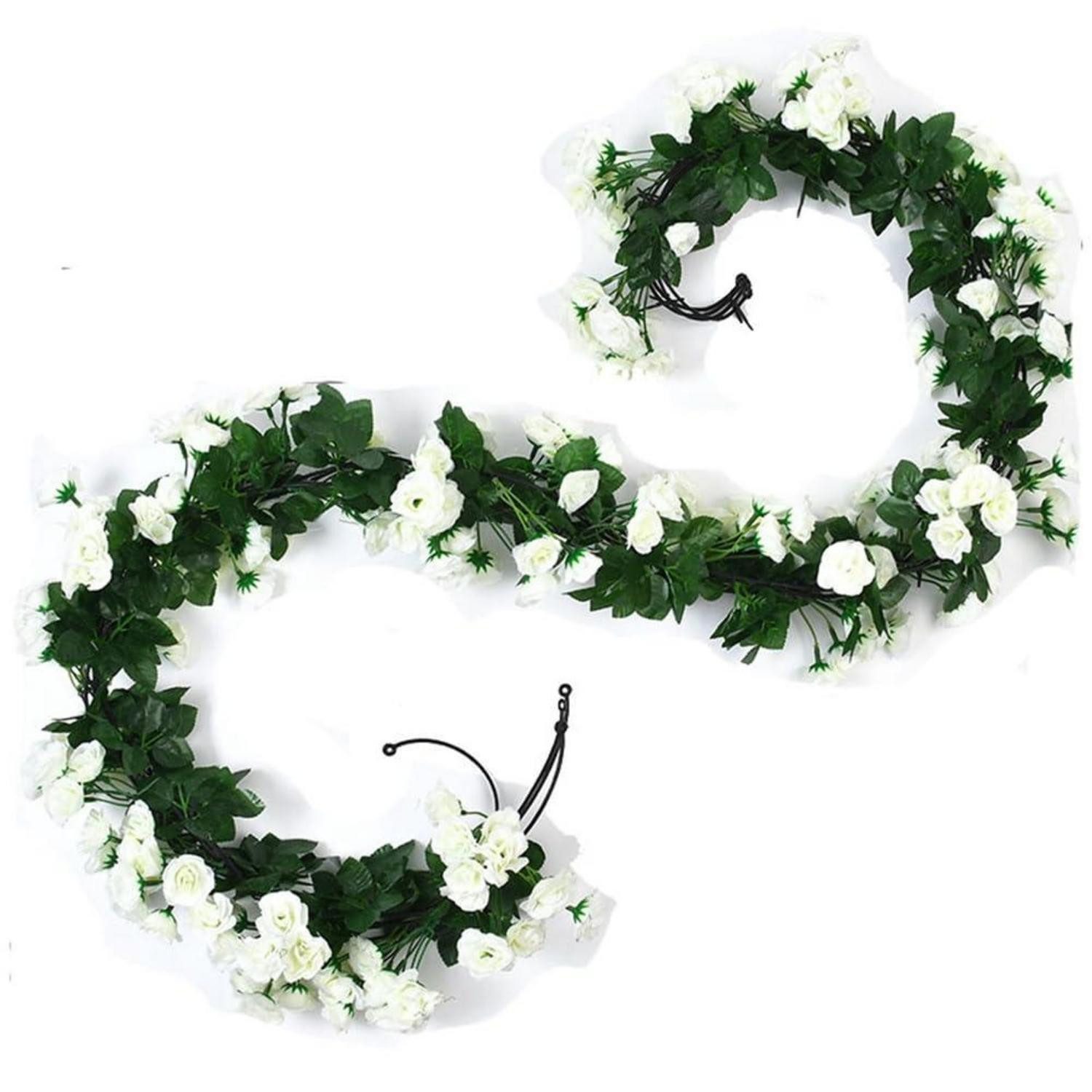 Kunstgirlande Künstliche Rosengirlande 2 Stk 1.8m Weiss, LuxusKollektion, Höhe 10 cm