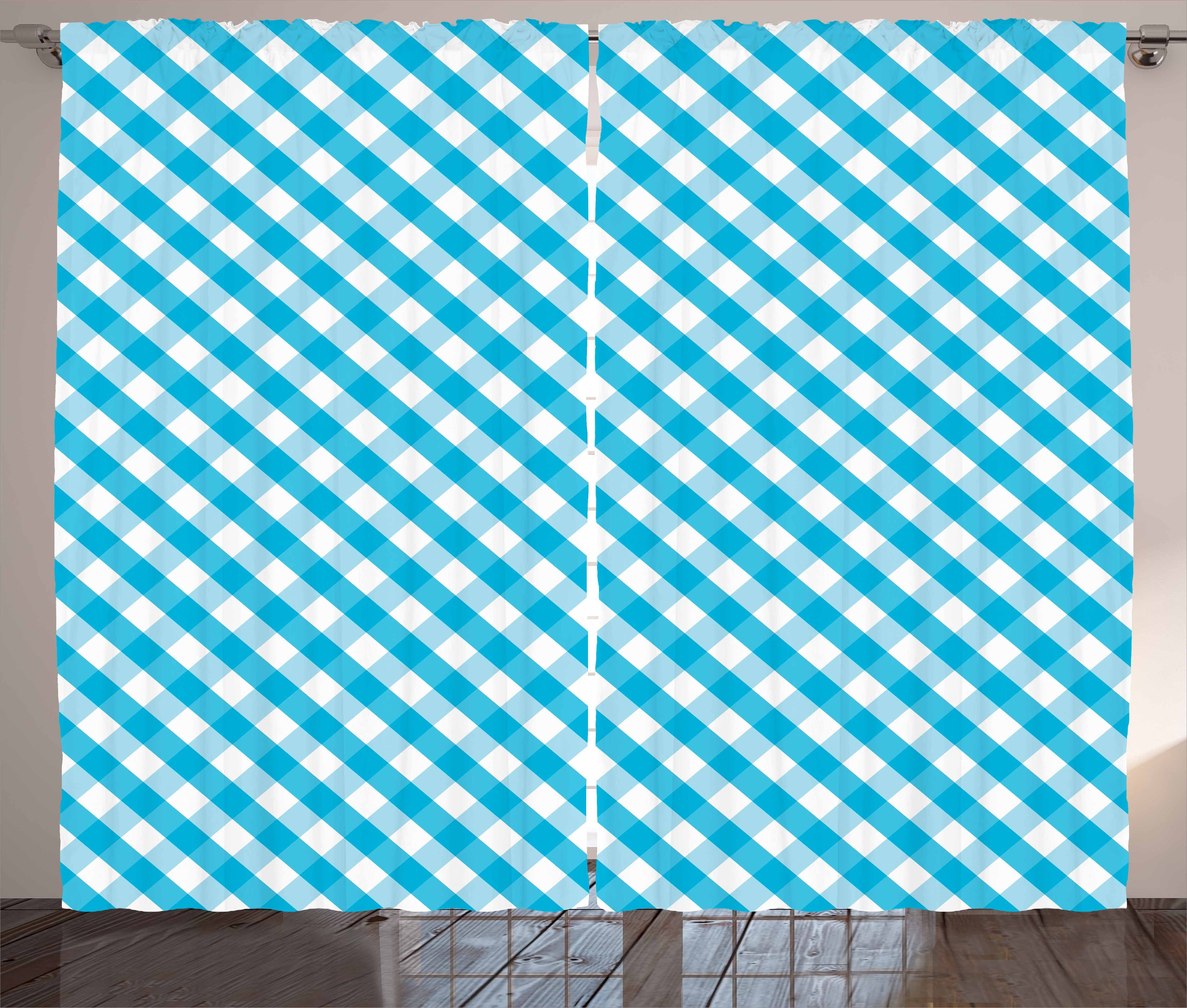 mit Gardine Vorhang Abakuhaus, und Kräuselband Schlafzimmer Haken, Stripes Kariert Diagonal Aqua Schlaufen