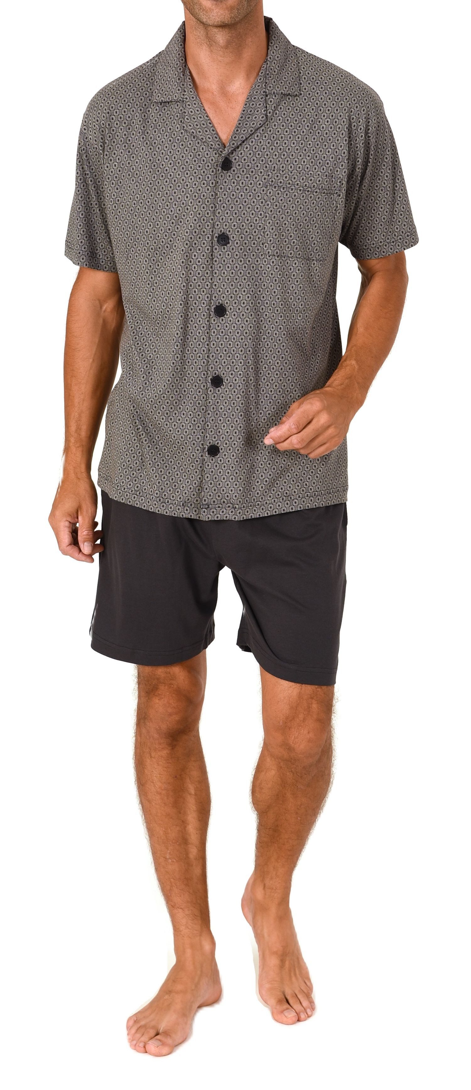 Normann Pyjama Herren kurzarm Schlafanzug Shorty Pyjama zum durchknöpfen – Bild 2 von 5
