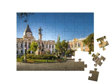 puzzleYOU Puzzle Plaza Murillo und Regierungspalast in La Paz, 48 Puzzleteile, puzzleYOU-Kollektionen Südamerika