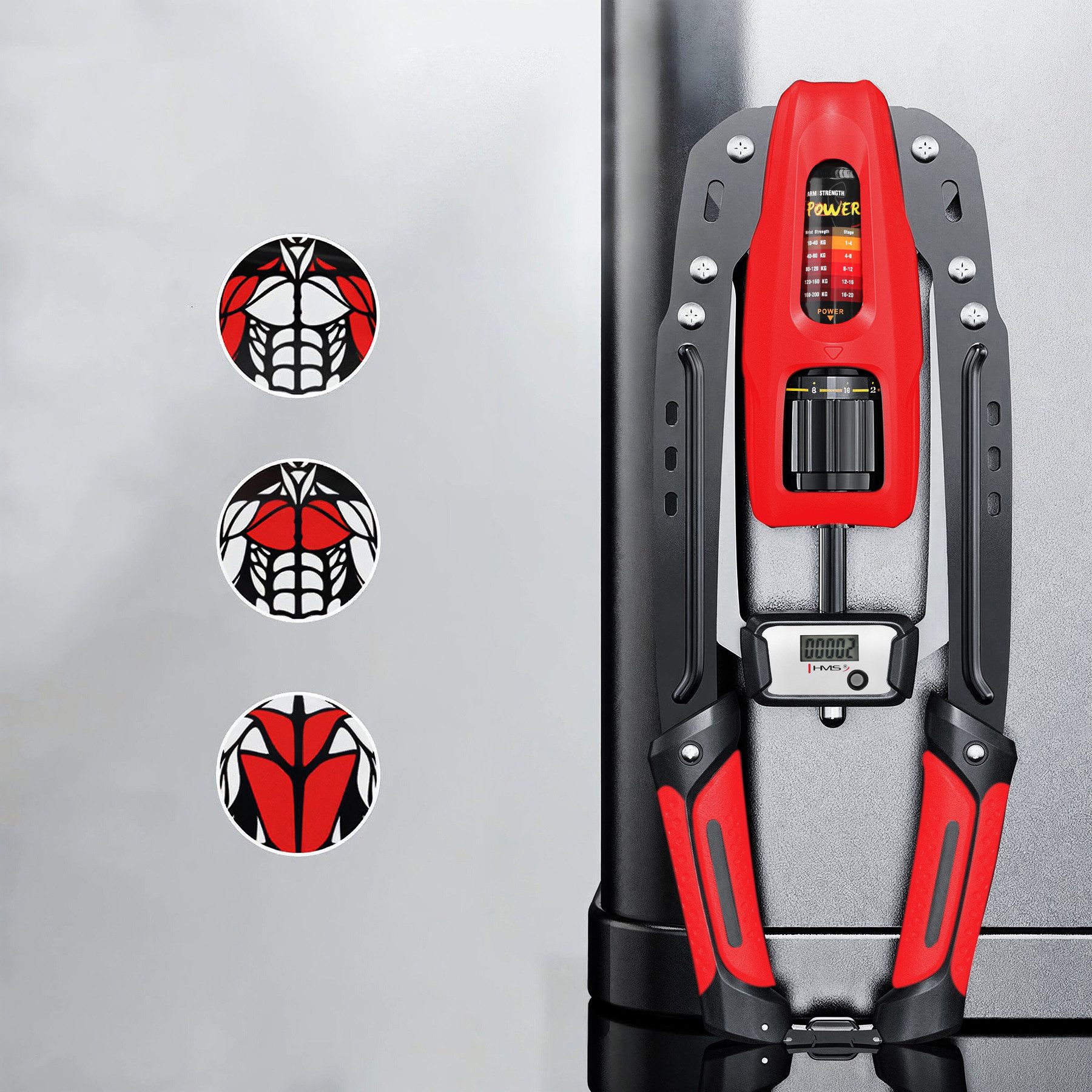 HMS Multitrainer Pro hydraulischer Armtrainer mit Zähler verstellbar, verschieden Level für effektives Training