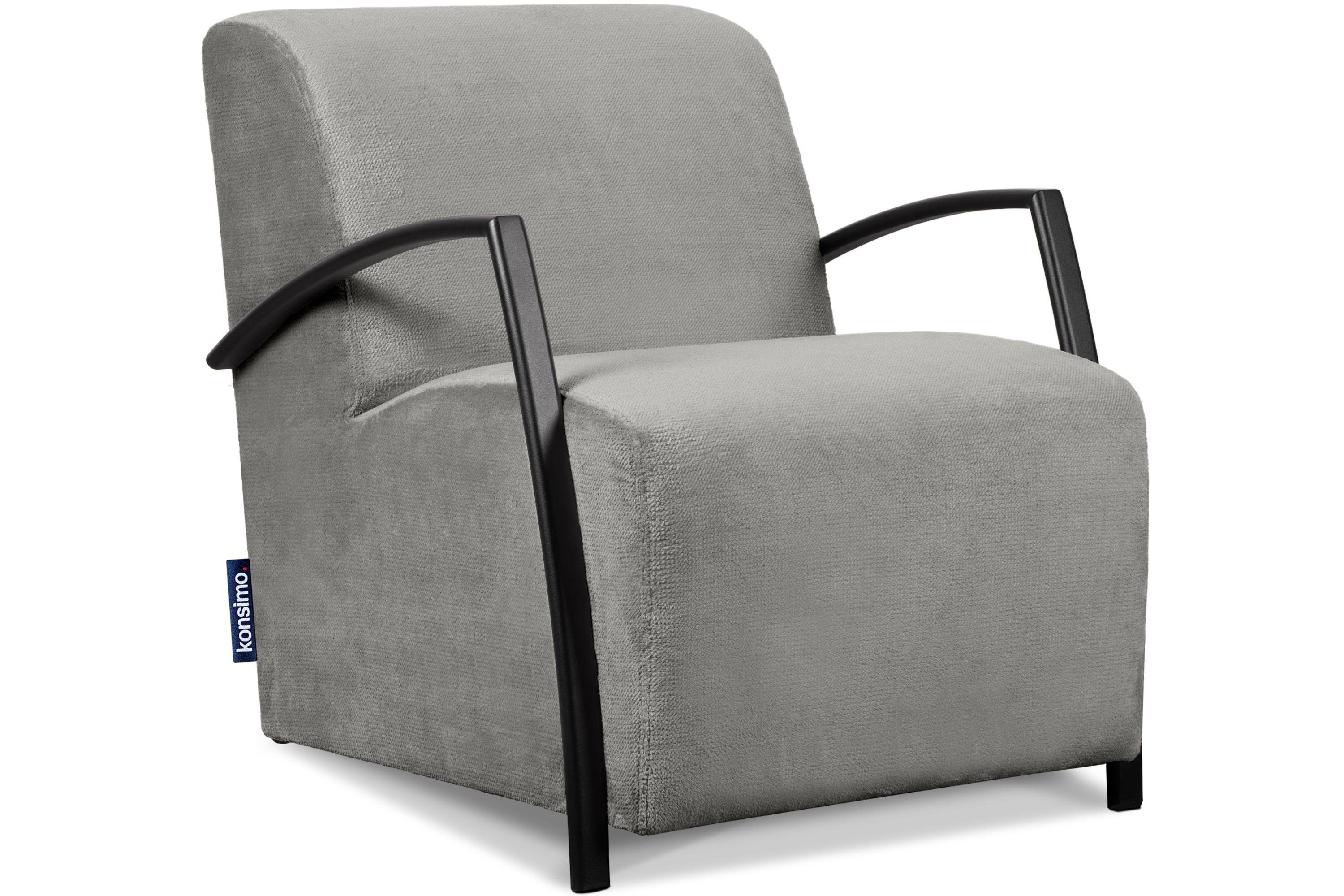 Konsimo Cocktailsessel CARO Sessel, mit gewellter Feder im Sitz, ergonomische Form für bequemes Sitzen grau | grau